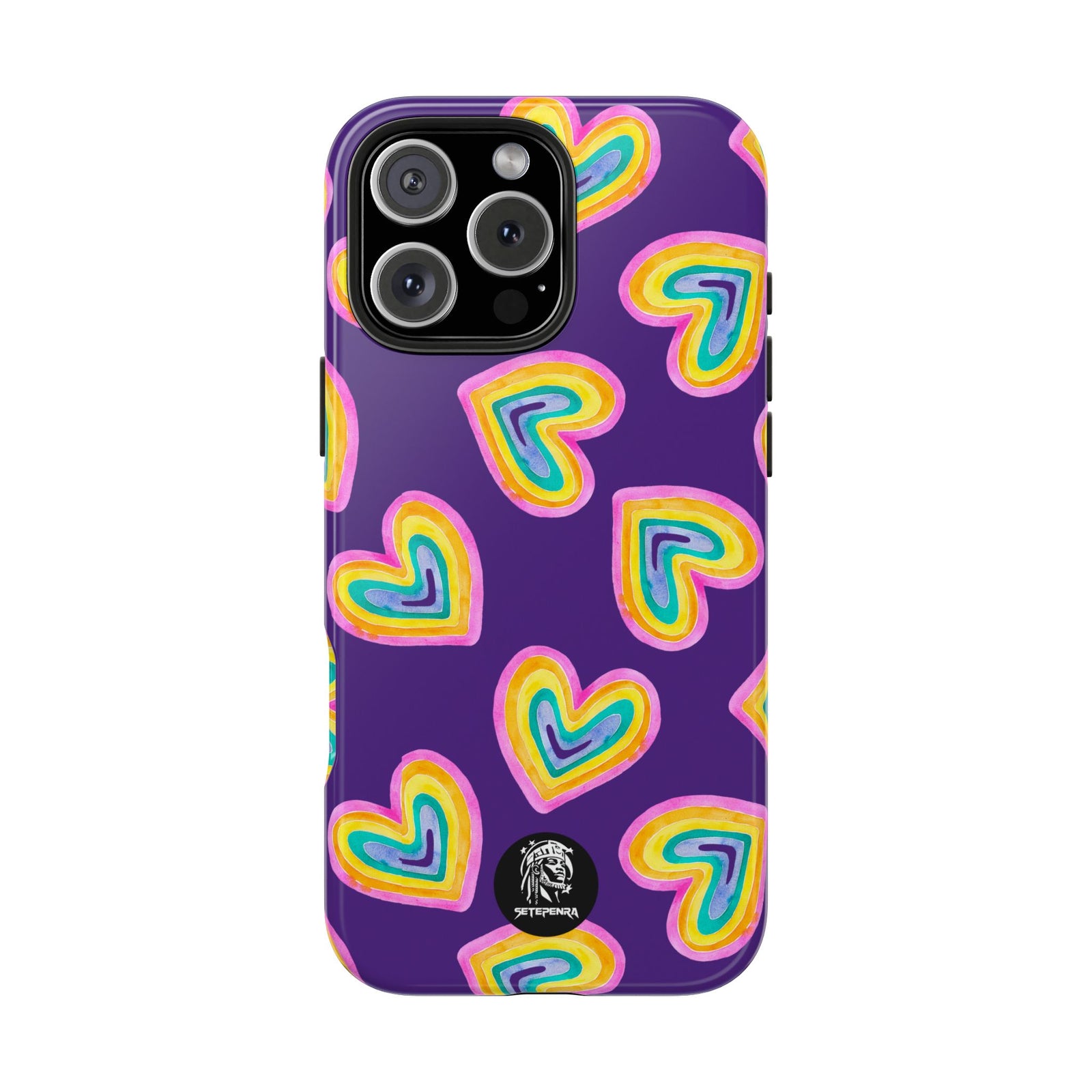 Rainbow Heart Tough Phone Case (For iPhone, Galaxy & More) - Purple SETEPENRA Phone Case.