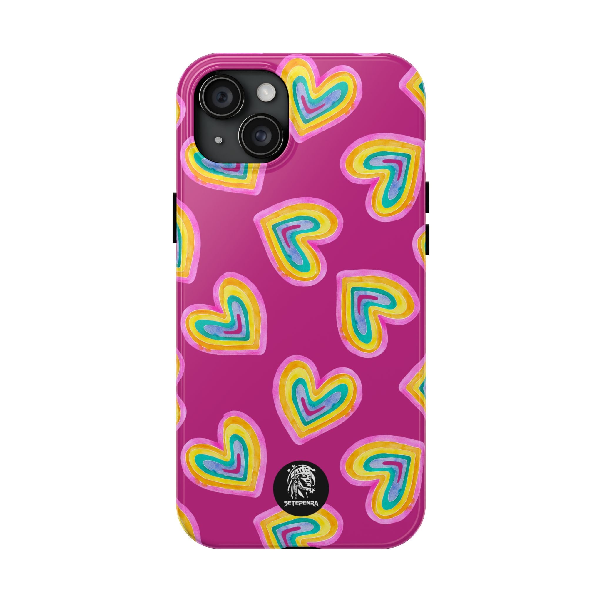 Rainbow Heart Tough Phone Case (For iPhone, Galaxy & More) - Pink