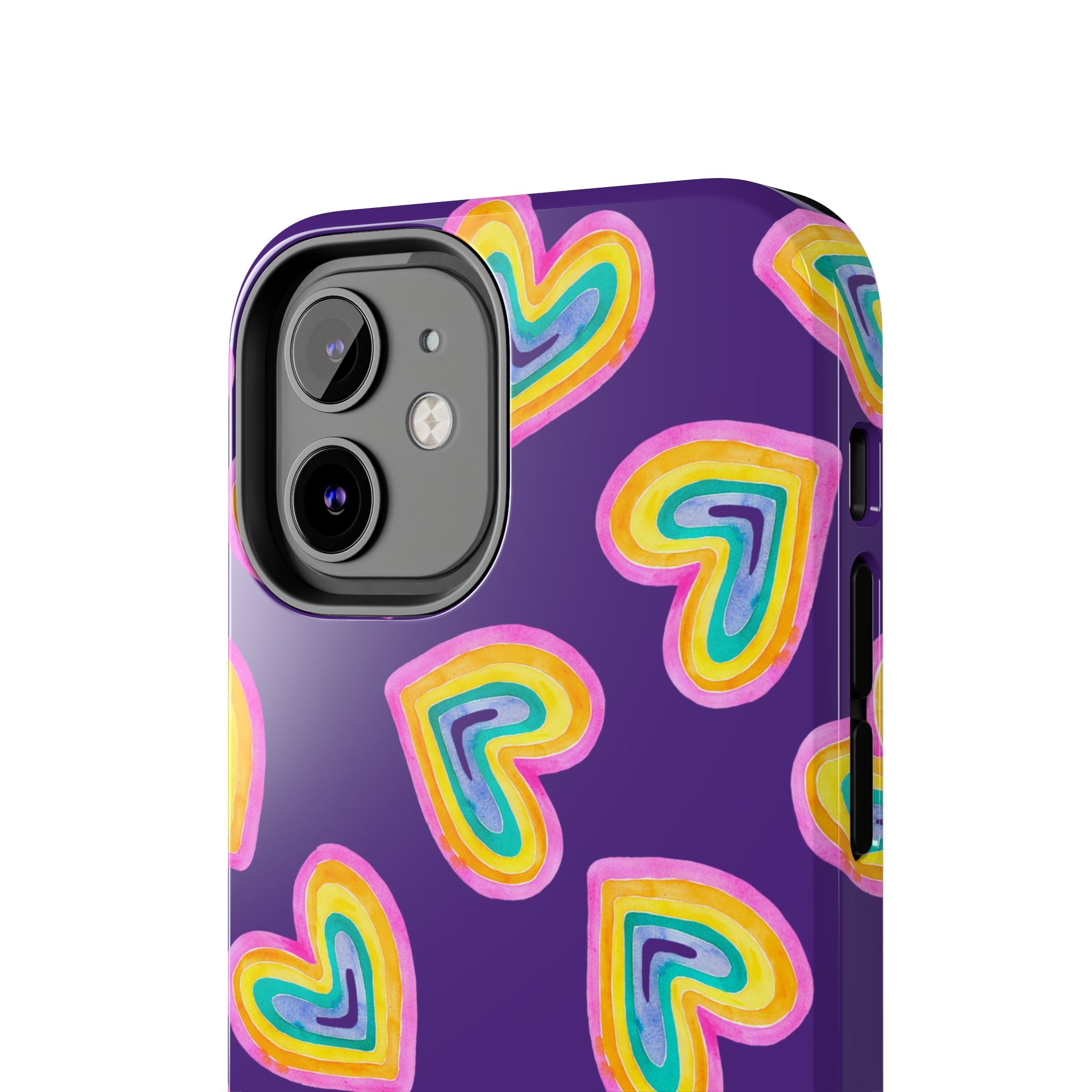 Rainbow Heart Tough Phone Case (For iPhone, Galaxy & More) - Purple