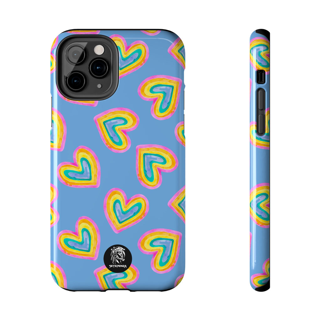 Rainbow Heart Tough Phone Case (For iPhone, Galaxy & More) - Light Blue SETEPENRA Phone Case.