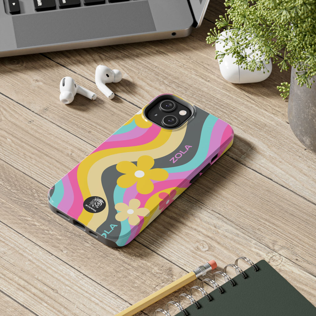Zola Tough Phone Case (For iPhone, Galaxy & More) - Dark Grey Wave