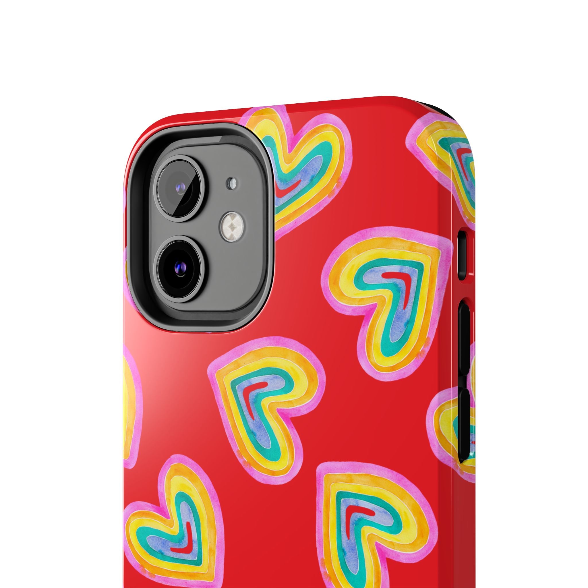 Rainbow Heart Tough Phone Case (For iPhone, Galaxy & More) - Red