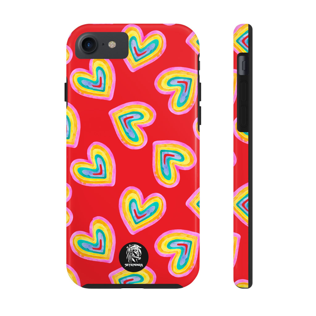 Rainbow Heart Tough Phone Case (For iPhone, Galaxy & More) - Red SETEPENRA Phone Case.