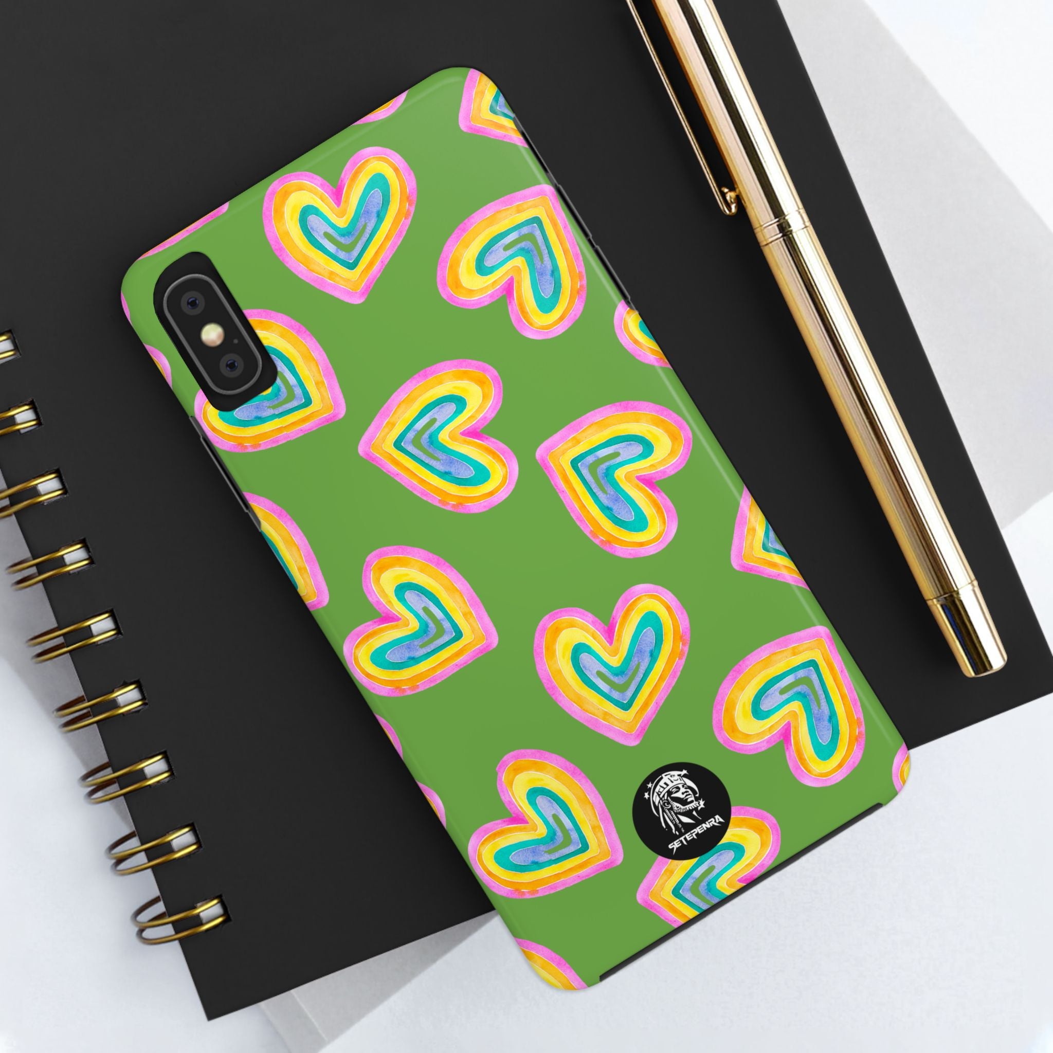 Rainbow Heart Tough Phone Case (For iPhone, Galaxy & More) - Green