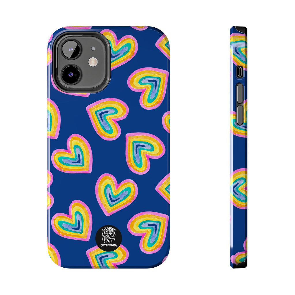 Rainbow Heart Tough Phone Case (For iPhone, Galaxy & More) - Dark Blue SETEPENRA Phone Case.