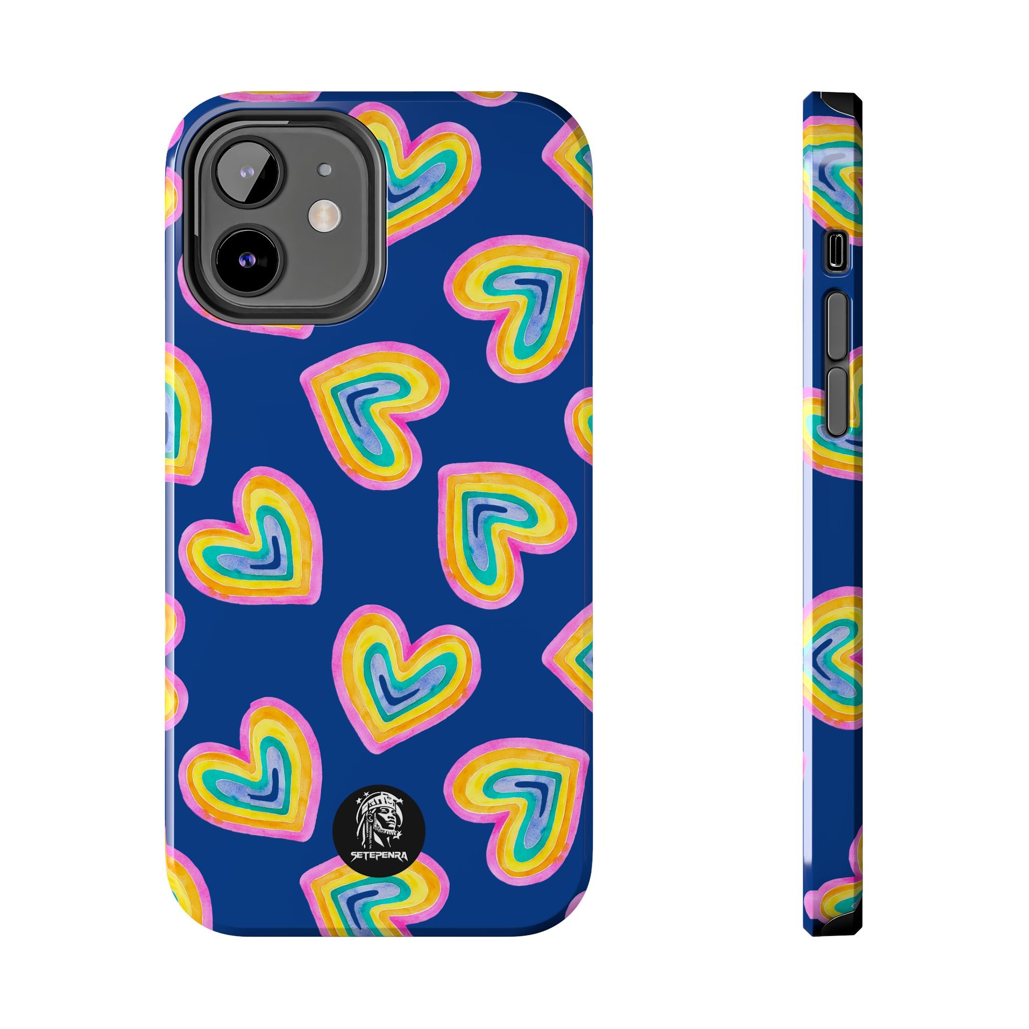 Rainbow Heart Tough Phone Case (For iPhone, Galaxy & More) - Dark Blue SETEPENRA Phone Case.