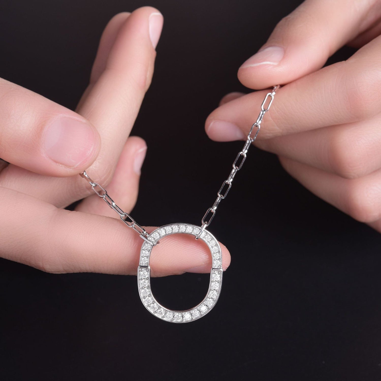 925 Sterling Silver Inlaid Moissanite Pendant Necklace SETEPENRA .