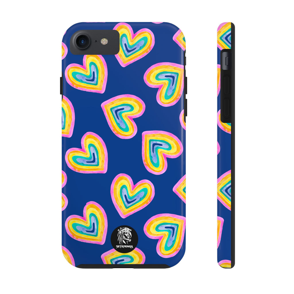 Rainbow Heart Tough Phone Case (For iPhone, Galaxy & More) - Dark Blue SETEPENRA Phone Case.