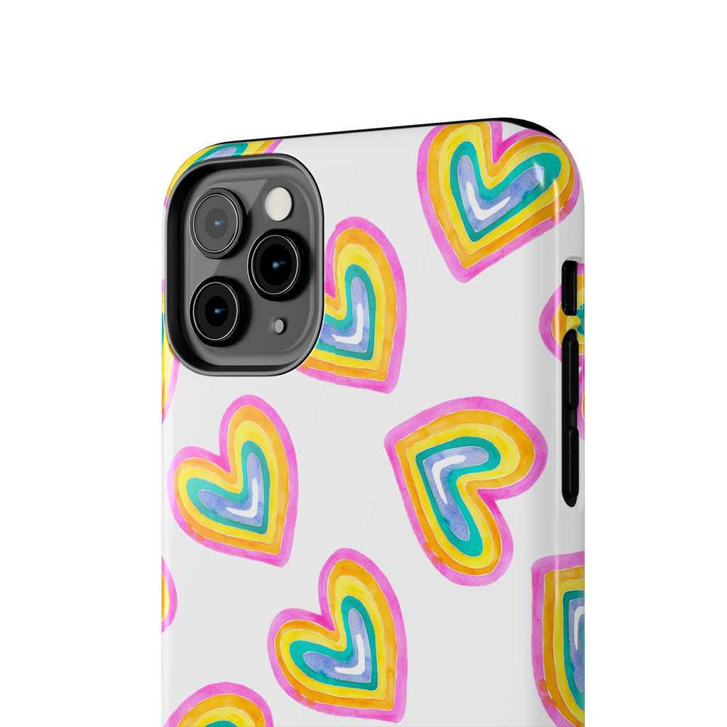 Rainbow Heart Tough Phone Case — Durable Cute Protective Phone Cover