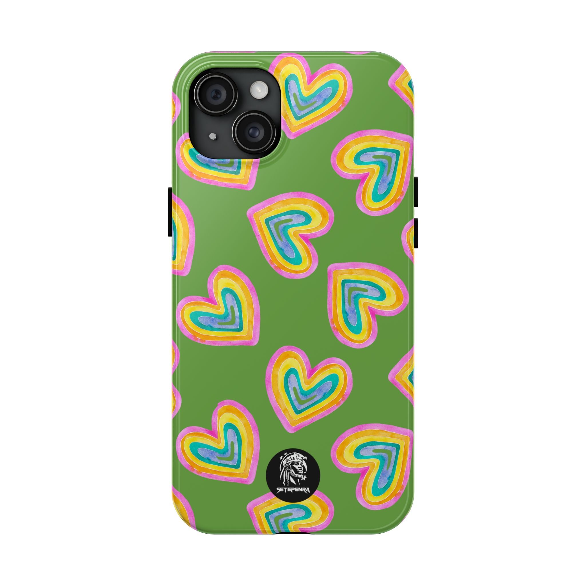 Rainbow Heart Tough Phone Case (For iPhone, Galaxy & More) - Green
