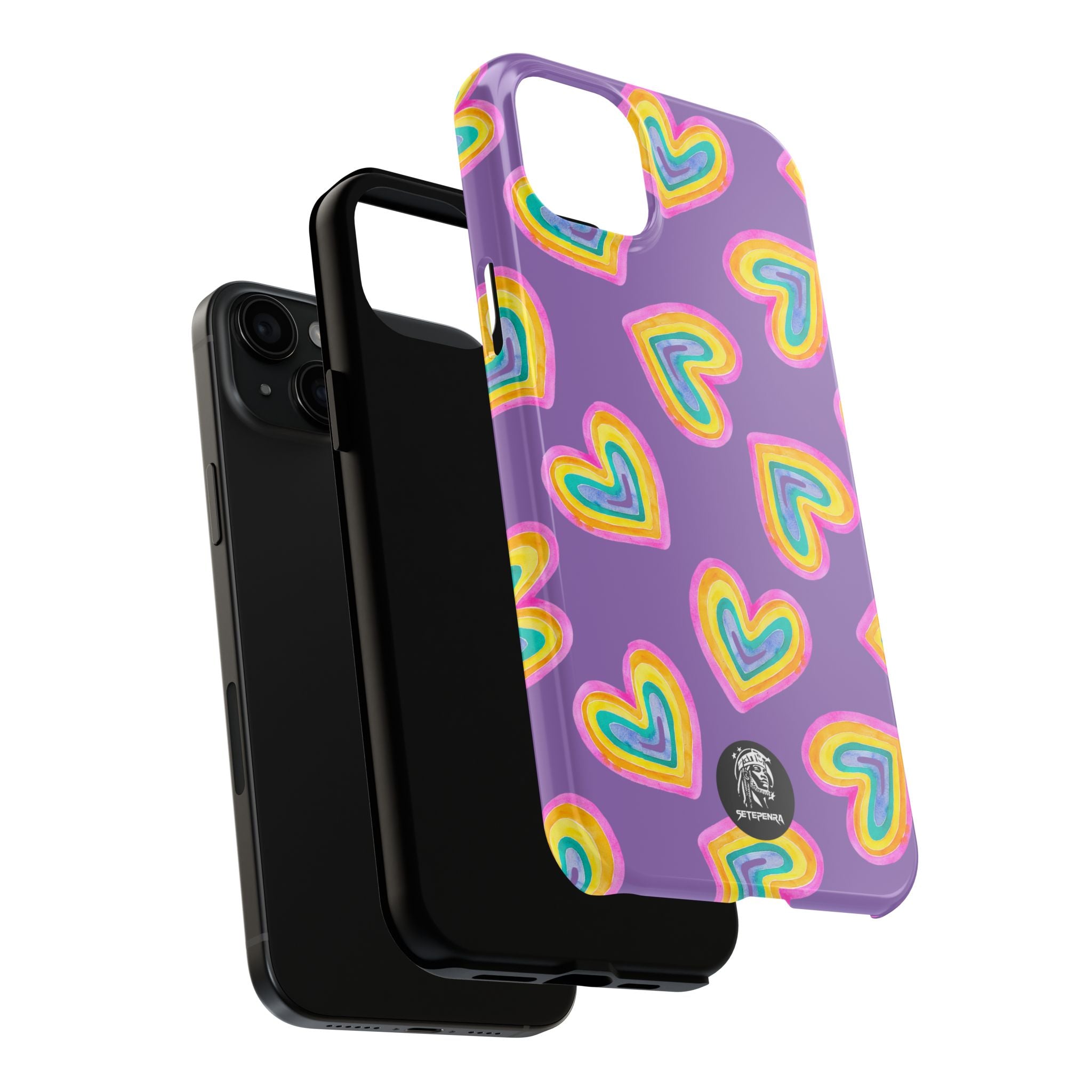 Rainbow Heart Tough Phone Case (For iPhone, Galaxy & More) - Light Purple