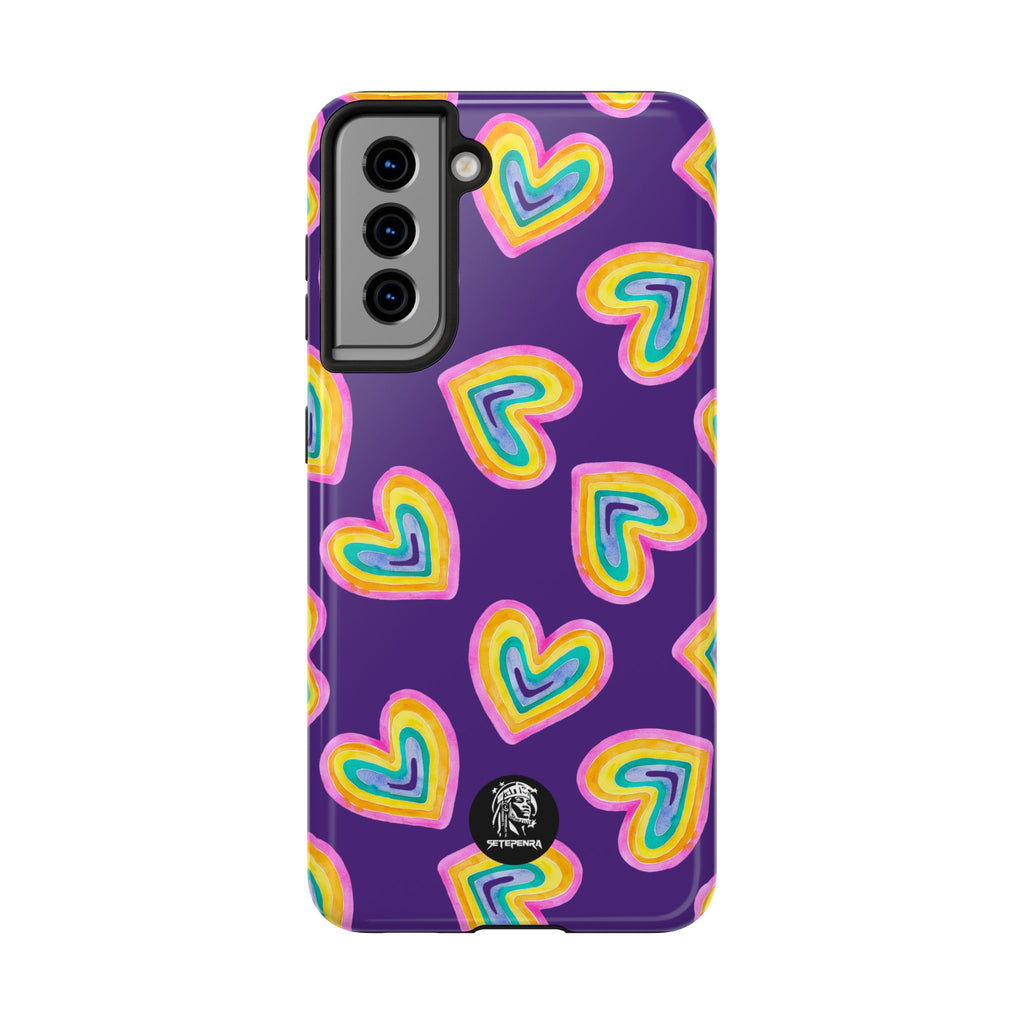 Rainbow Heart Tough Phone Case (For iPhone, Galaxy & More) - Purple