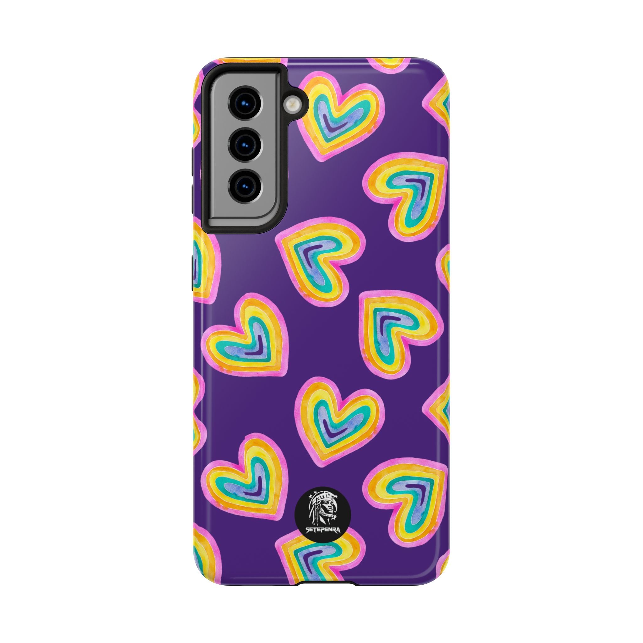 Rainbow Heart Tough Phone Case (For iPhone, Galaxy & More) - Purple