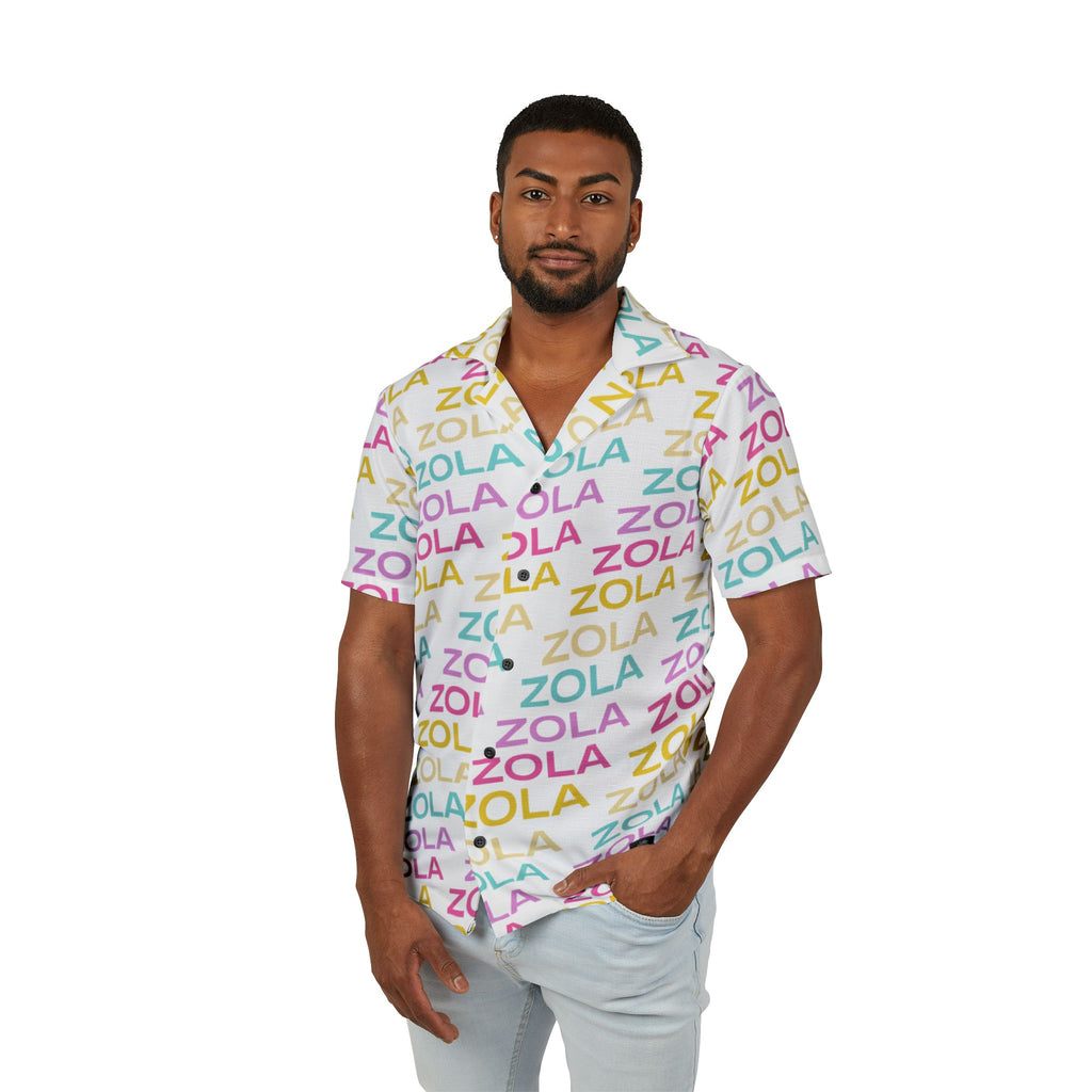Zola Men's Hawaiian Camp Shirt (White) SETEPENRA All Over Prints.
