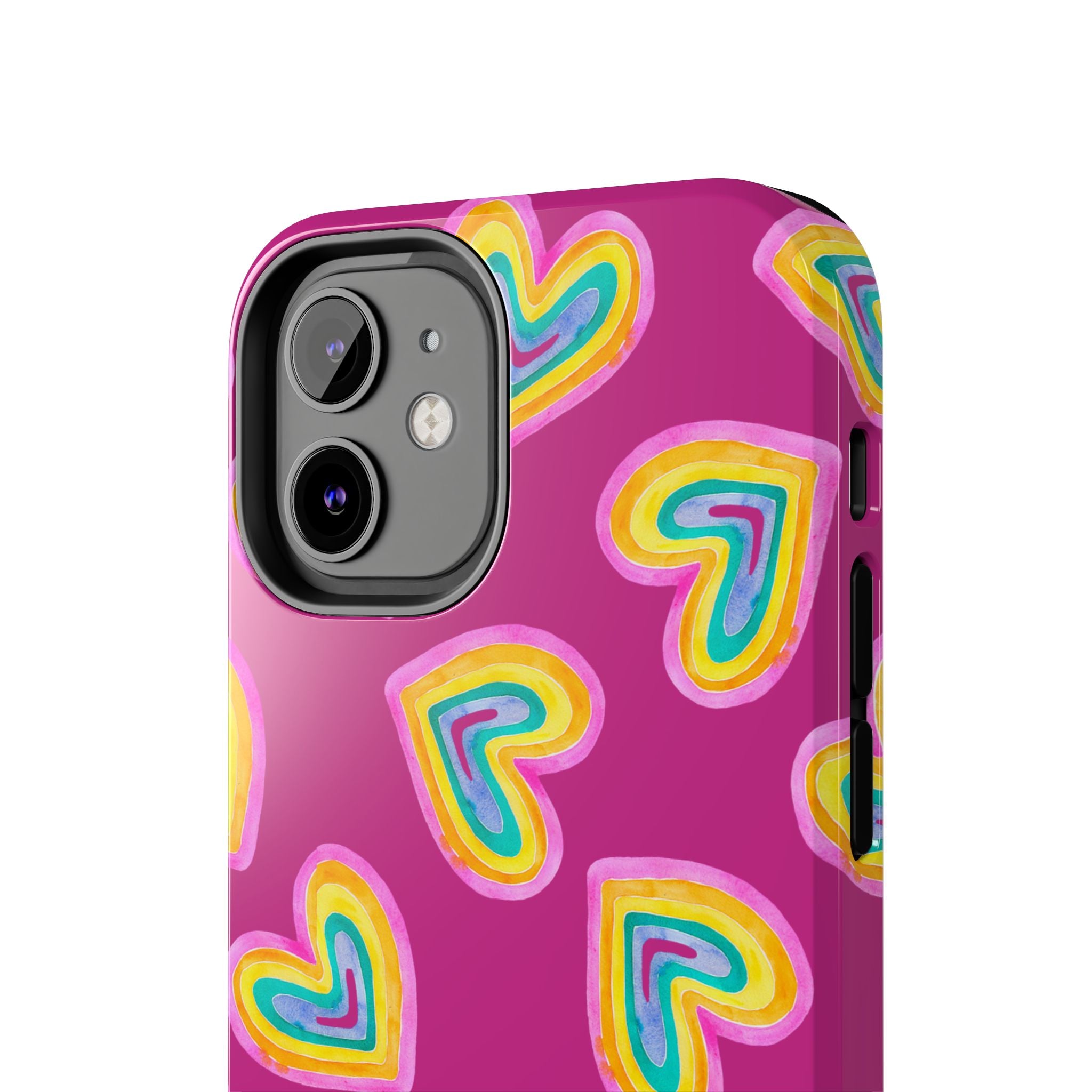 Rainbow Heart Tough Phone Case (For iPhone, Galaxy & More) - Pink