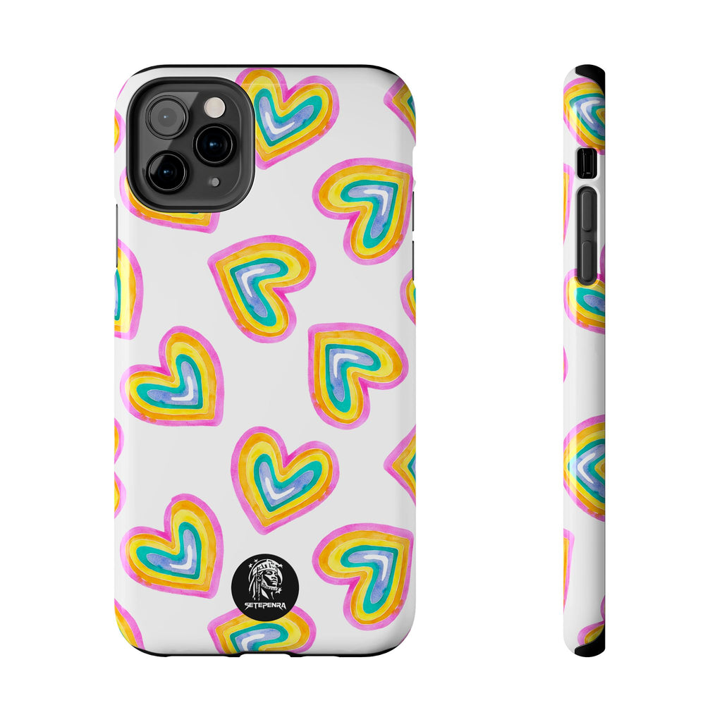 Rainbow Heart Tough Phone Case (For iPhone, Galaxy & More) - White SETEPENRA Phone Case.
