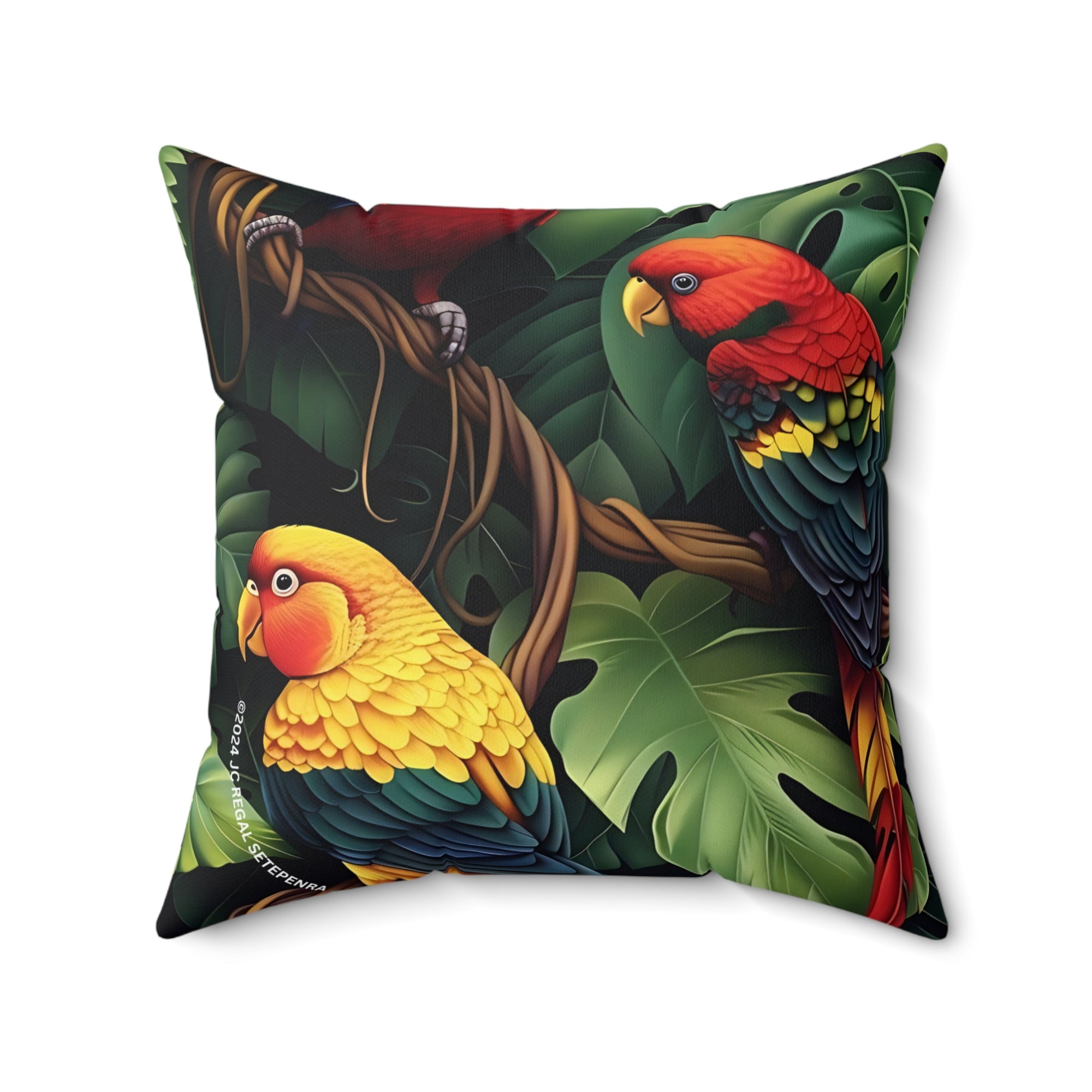 Tri-Parrot Spun Polyester Square Pillow SETEPENRA Home Decor.