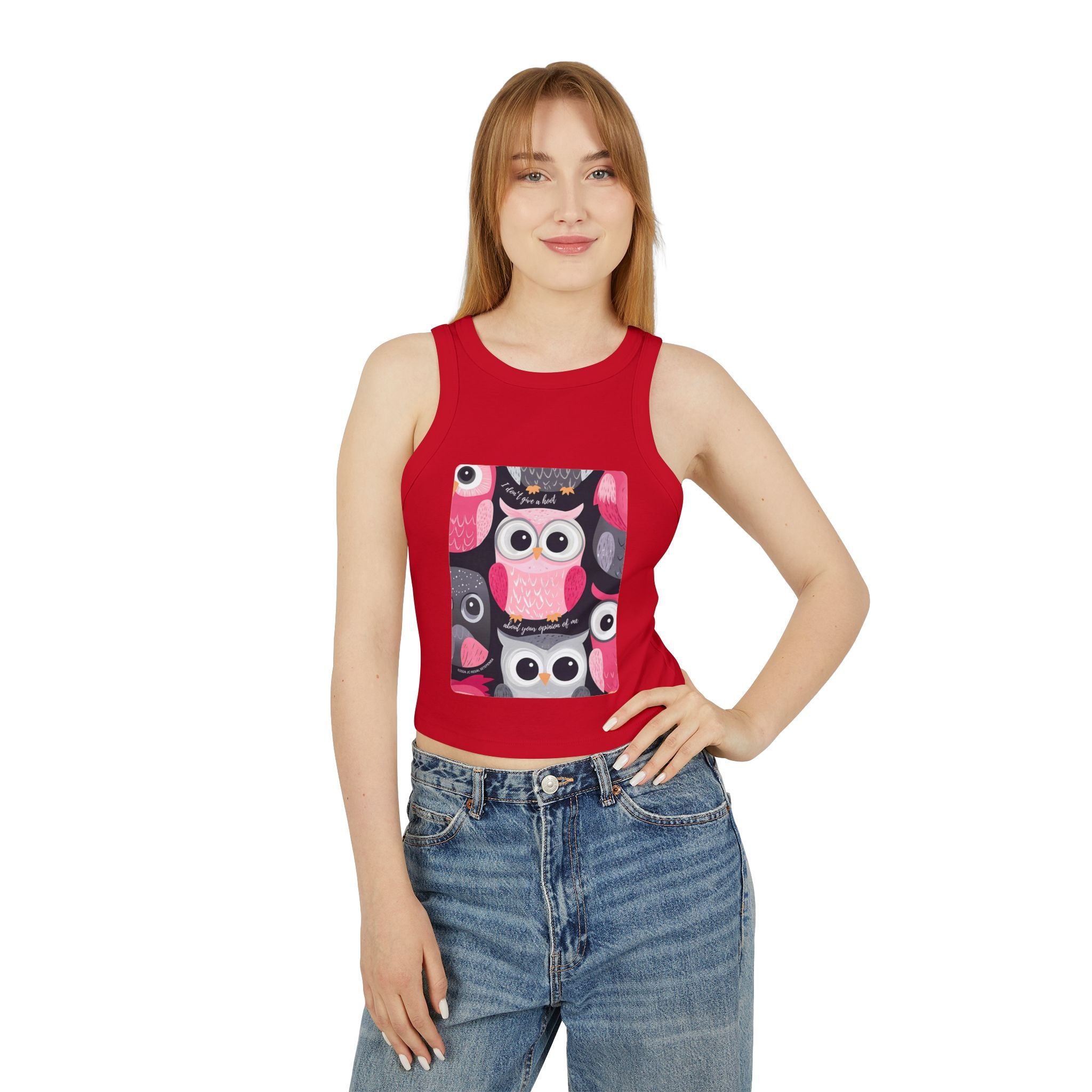 Don't Give A Hoot Women's Micro Rib Racer Tank Top