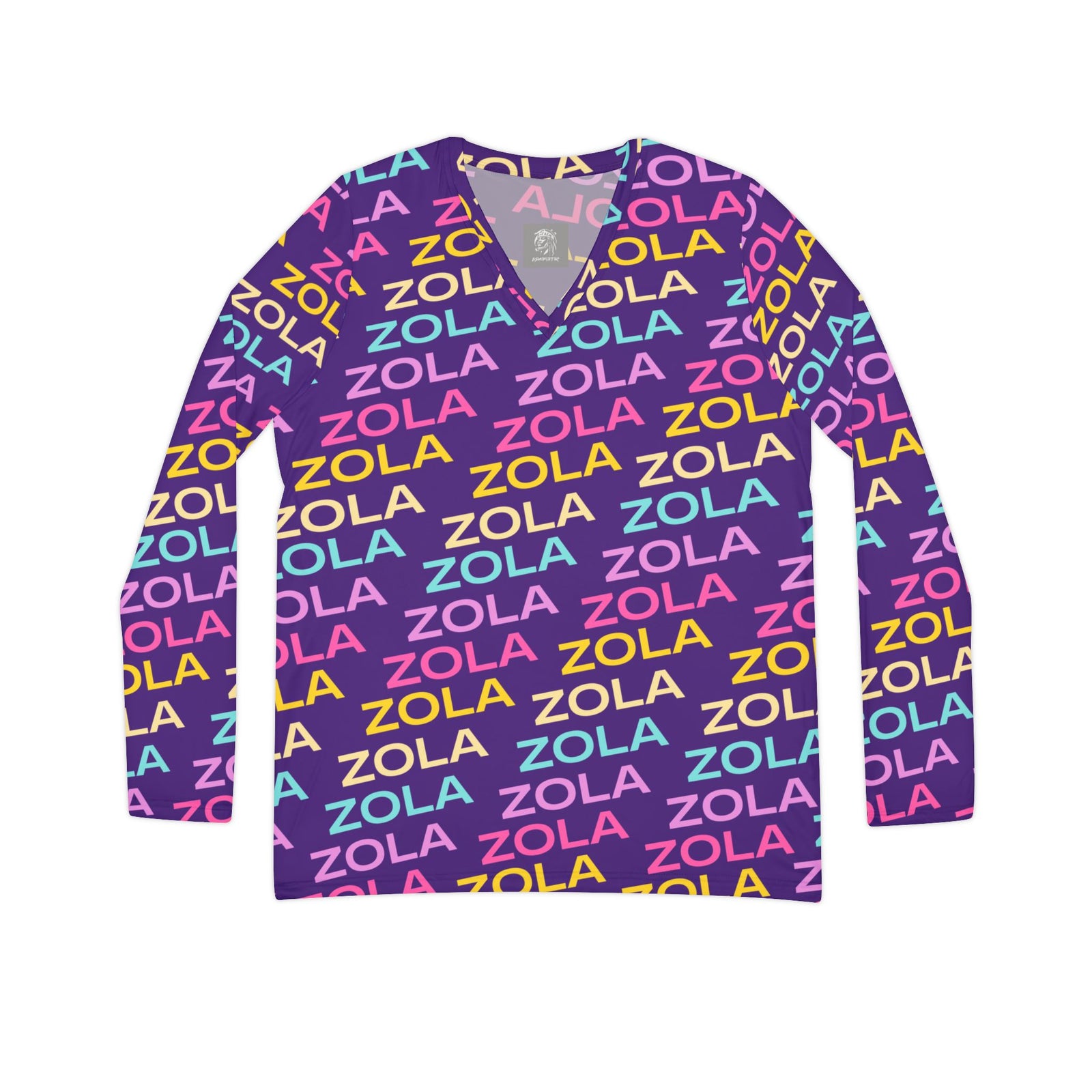 Zola Print Women's Long Sleeve V-Neck Shirt (Purple) SETEPENRA All Over Prints.