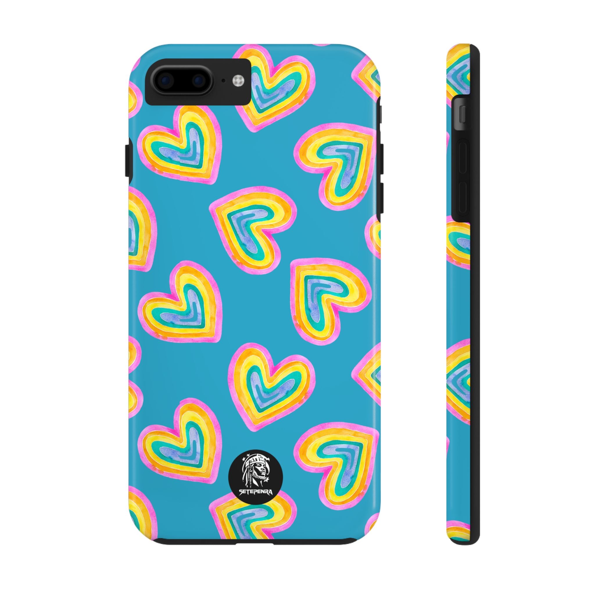 Rainbow Heart Tough Phone Case (For iPhone, Galaxy & More) - Turquoise SETEPENRA Phone Case.
