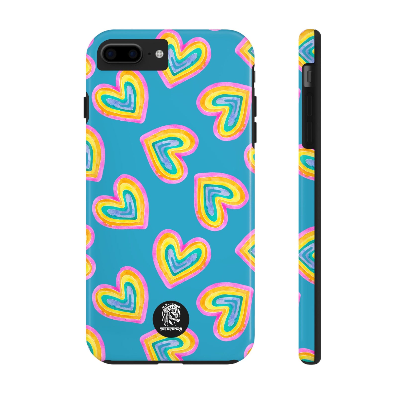 Rainbow Heart Tough Phone Case (For iPhone, Galaxy & More) - Turquoise SETEPENRA Phone Case.