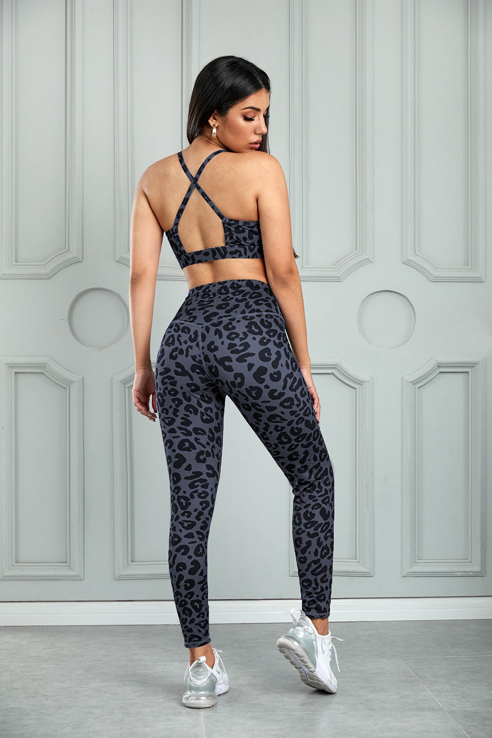 Leopard Cutout Sports Bra and Leggings Set SETEPENRA .