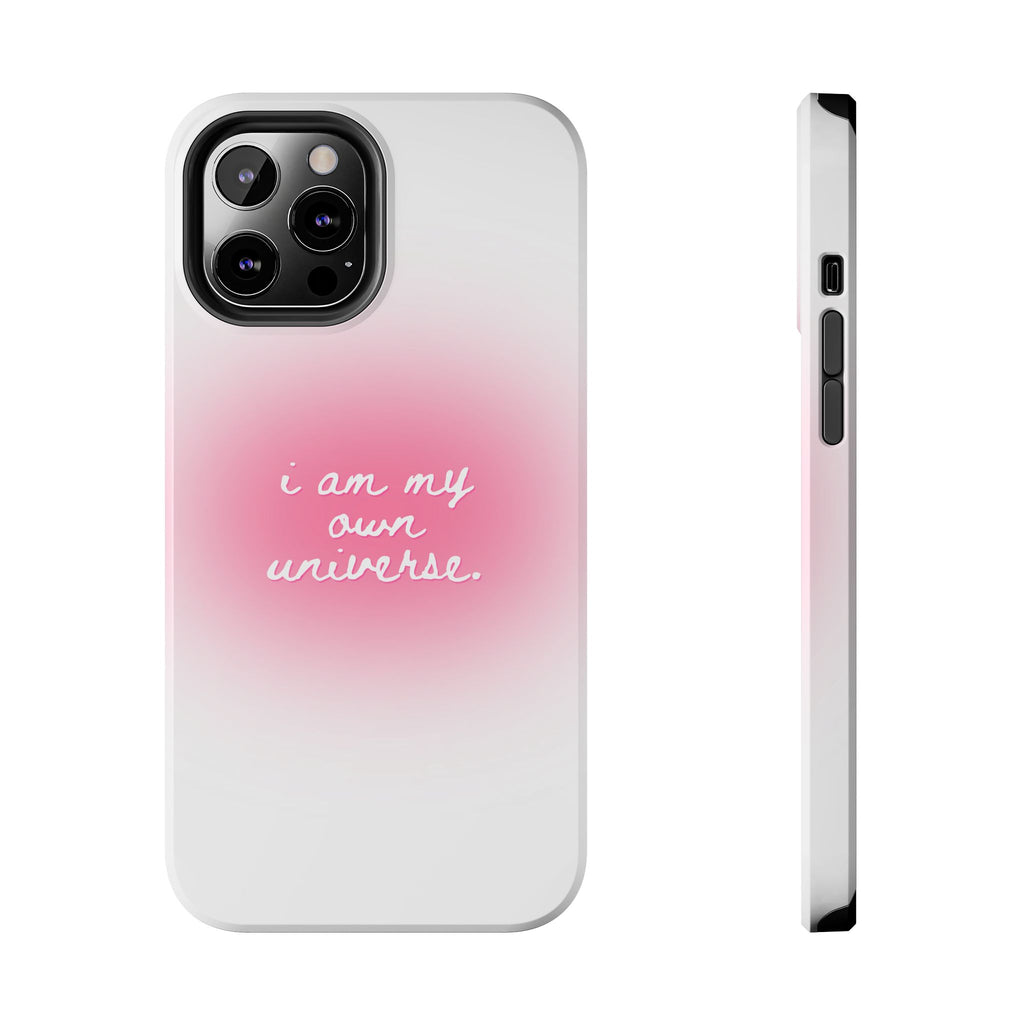 I Am My Own Universe — Pink On White Protective Cover Tough Phone Case