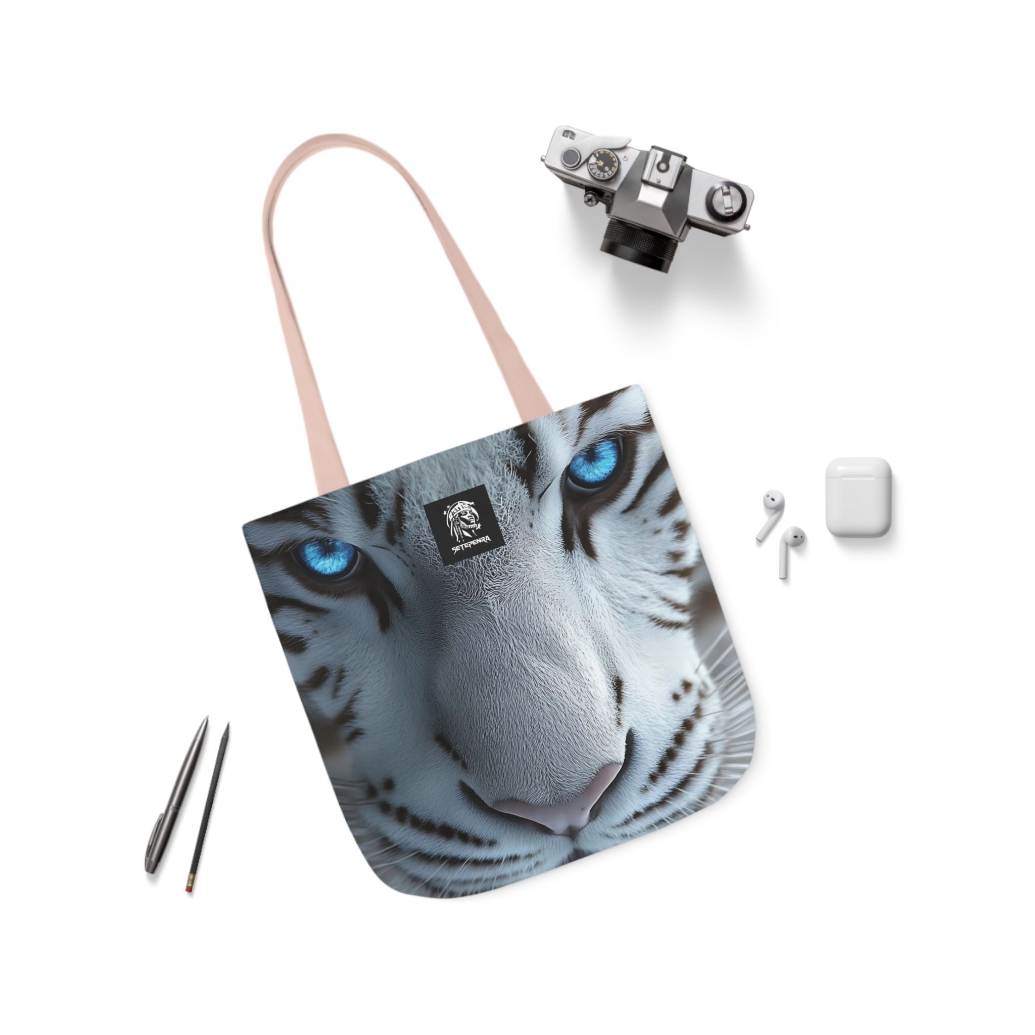 Primal Power Canvas Tote Bag, 5-Color Straps - White Tiger (2nd Edition)