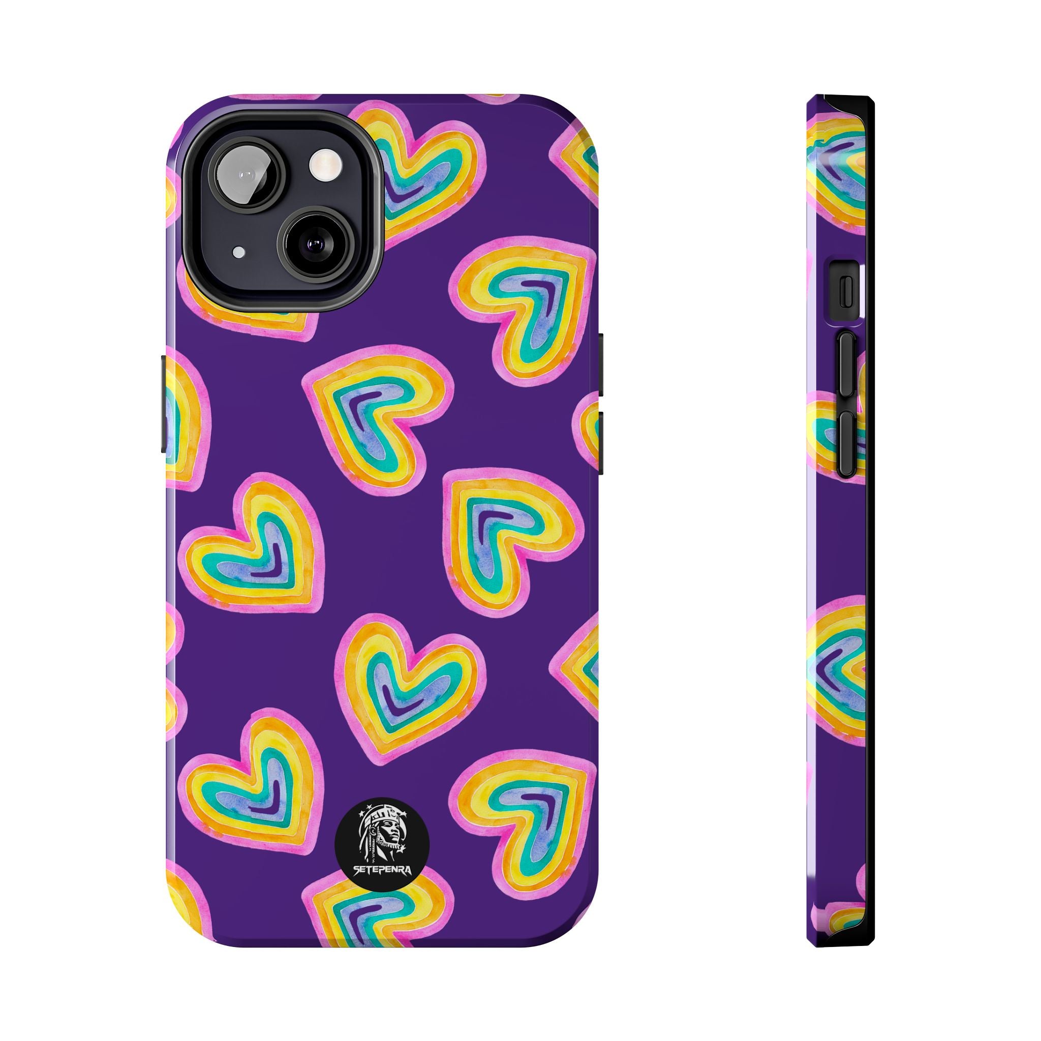 Rainbow Heart Tough Phone Case (For iPhone, Galaxy & More) - Purple SETEPENRA Phone Case.