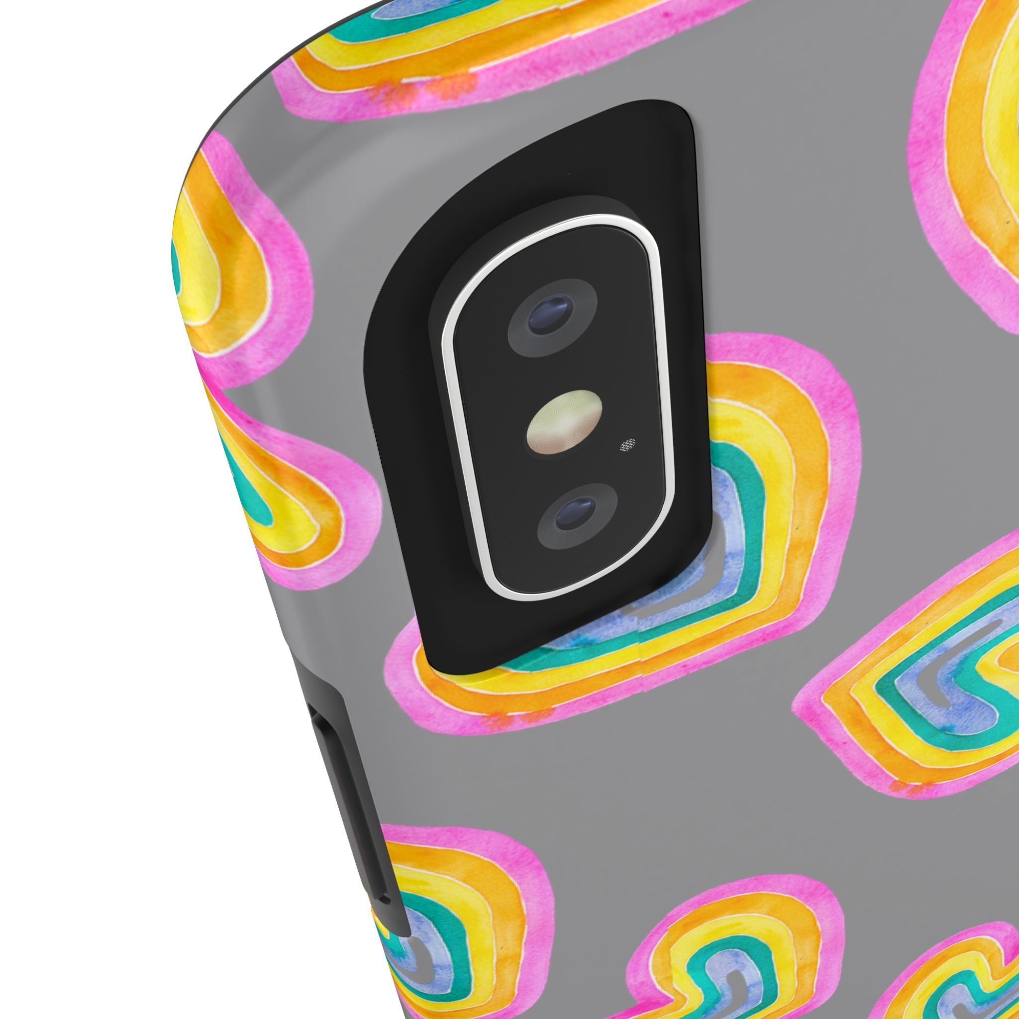 Rainbow Heart Tough Phone Case (For iPhone, Galaxy & More) - Grey