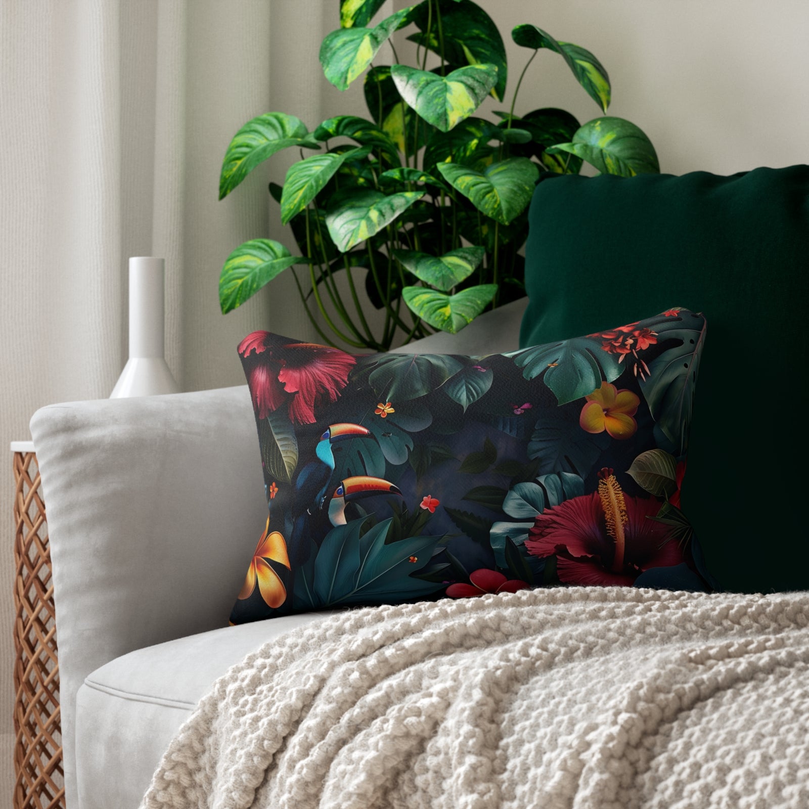 Tropican Retreat (Scene 1) Spun Polyester Lumbar Pillow SETEPENRA Home Decor.