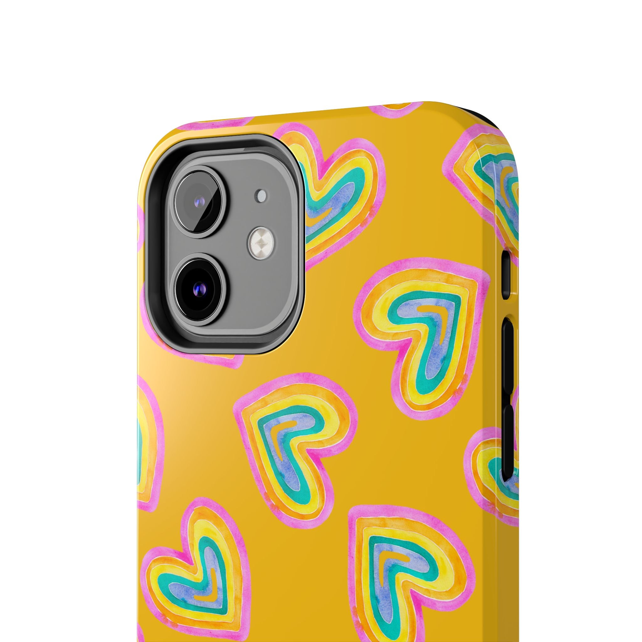 Rainbow Heart Tough Phone Case (For iPhone, Galaxy & More) - Yellow