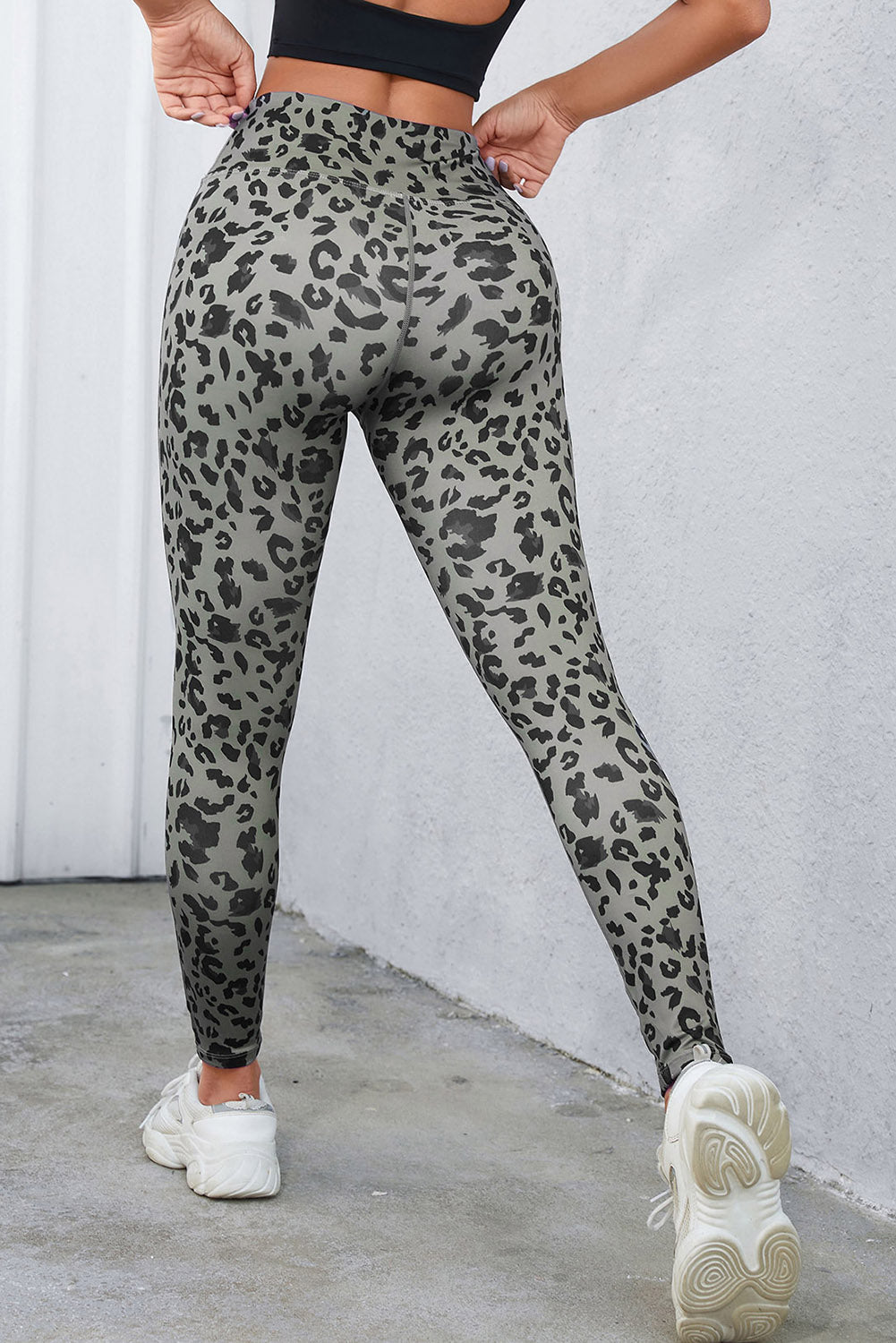 Leopard Print Wide Waistband Leggings SETEPENRA .