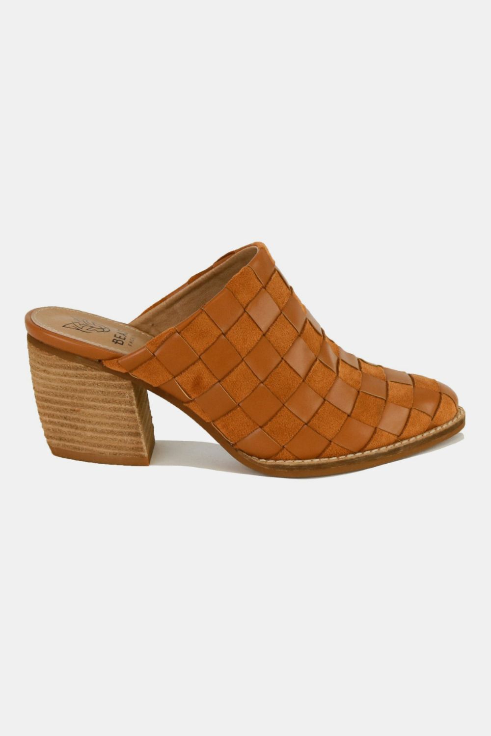 Rainway Park Woven Checkerboard Block Heel Mule Shoes (Caramel) SETEPENRA .