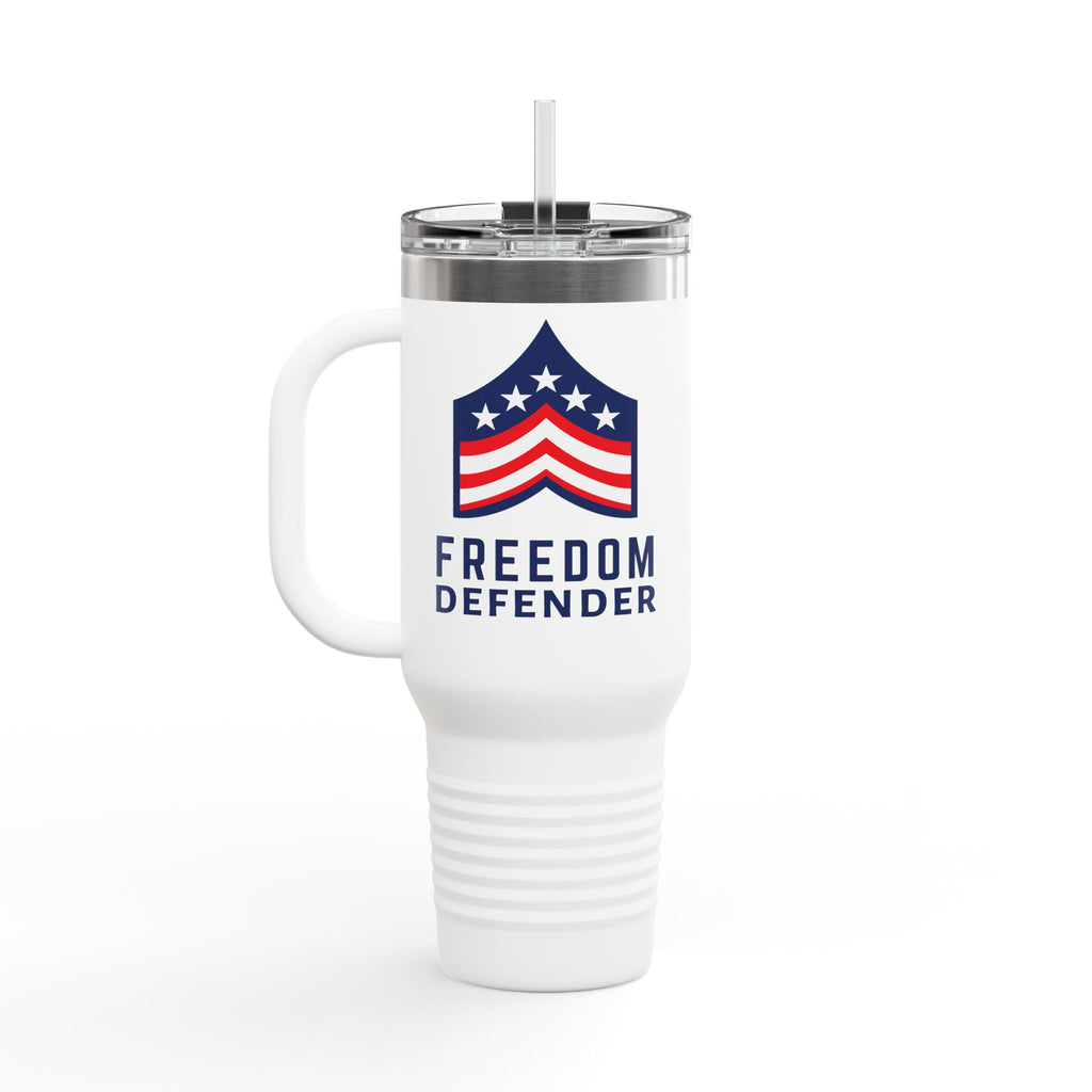 Freedom Defender Insulated Travel Mug, 40oz white left