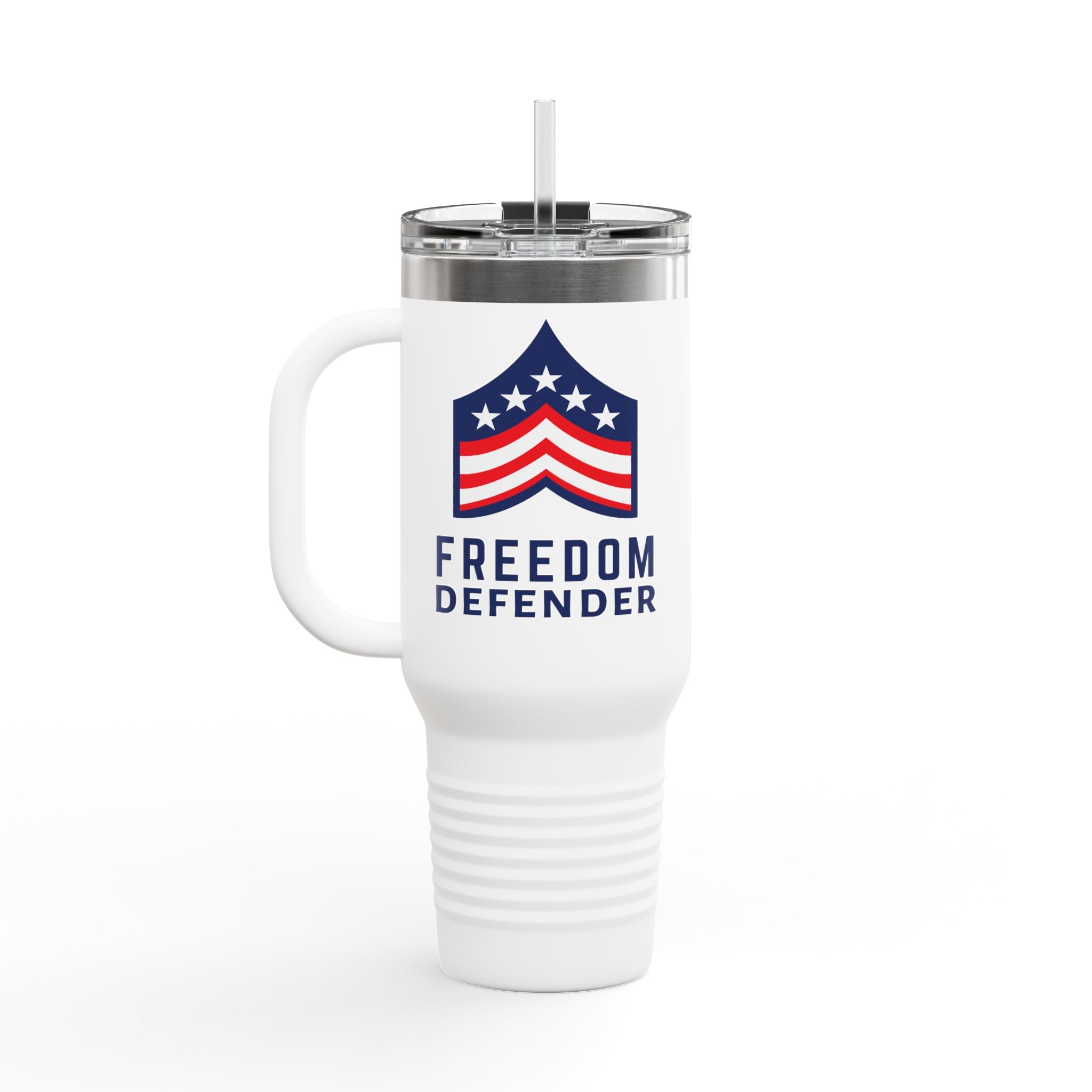 Freedom Defender Insulated Travel Mug, 40oz white left