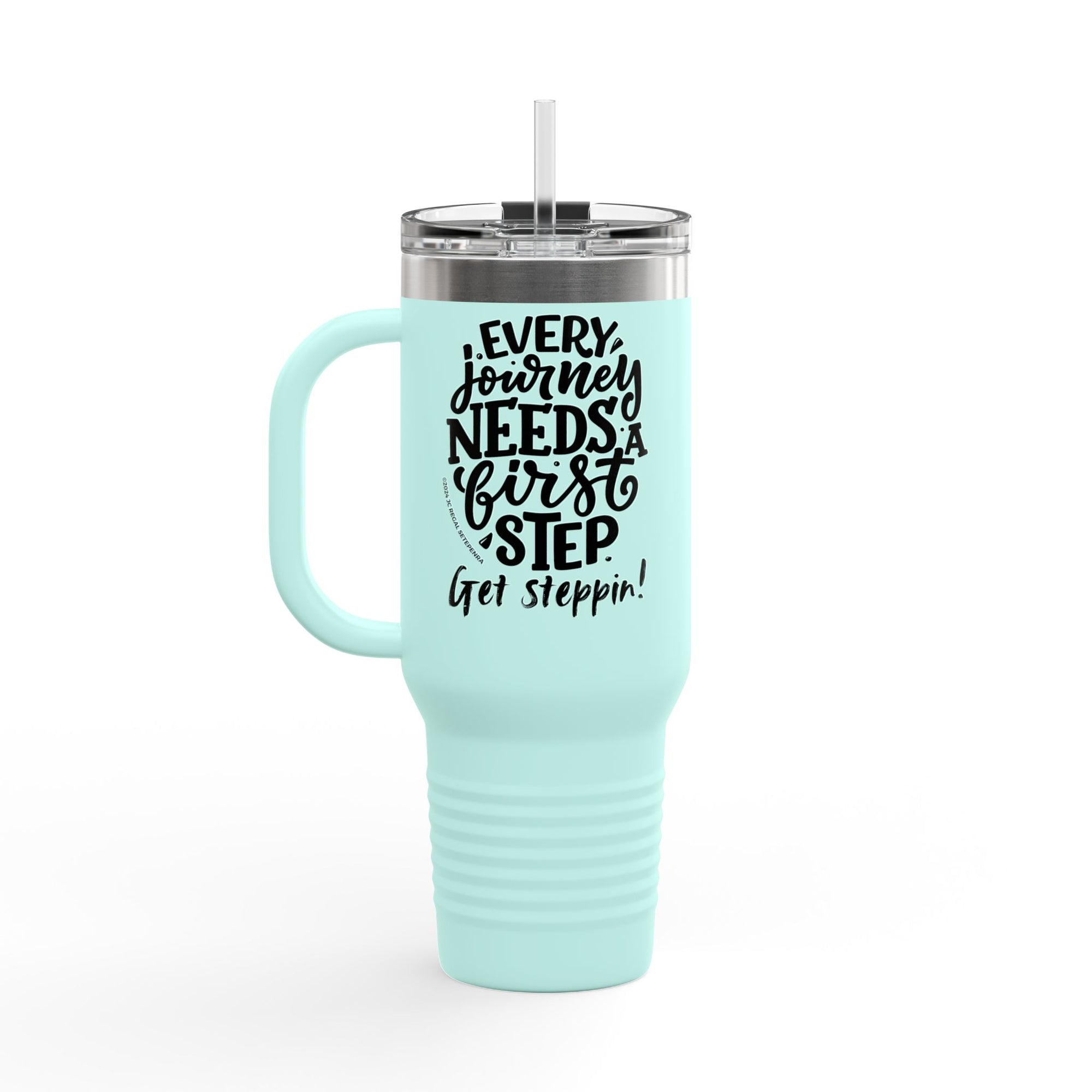 Get Steppin! Insulated Travel Mug, 40oz teal left