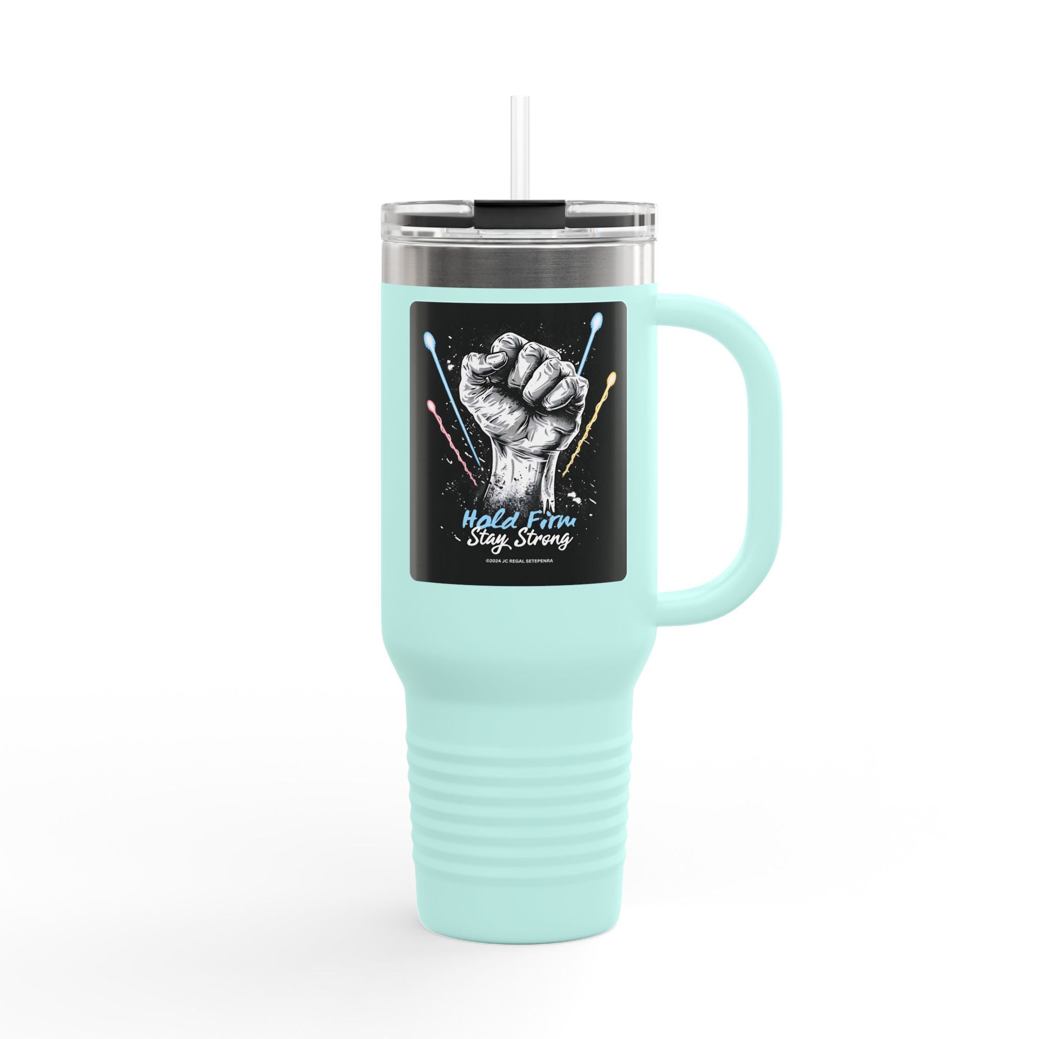 Hold Firm Stay Strong Insulated Travel Mug, 40oz teal