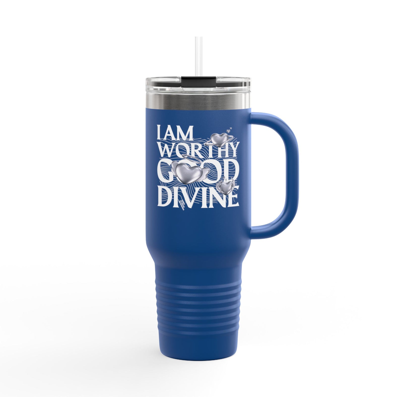 I AM WORTHY GOOD DIVINE Insulated Travel Mug, 40oz royal blue