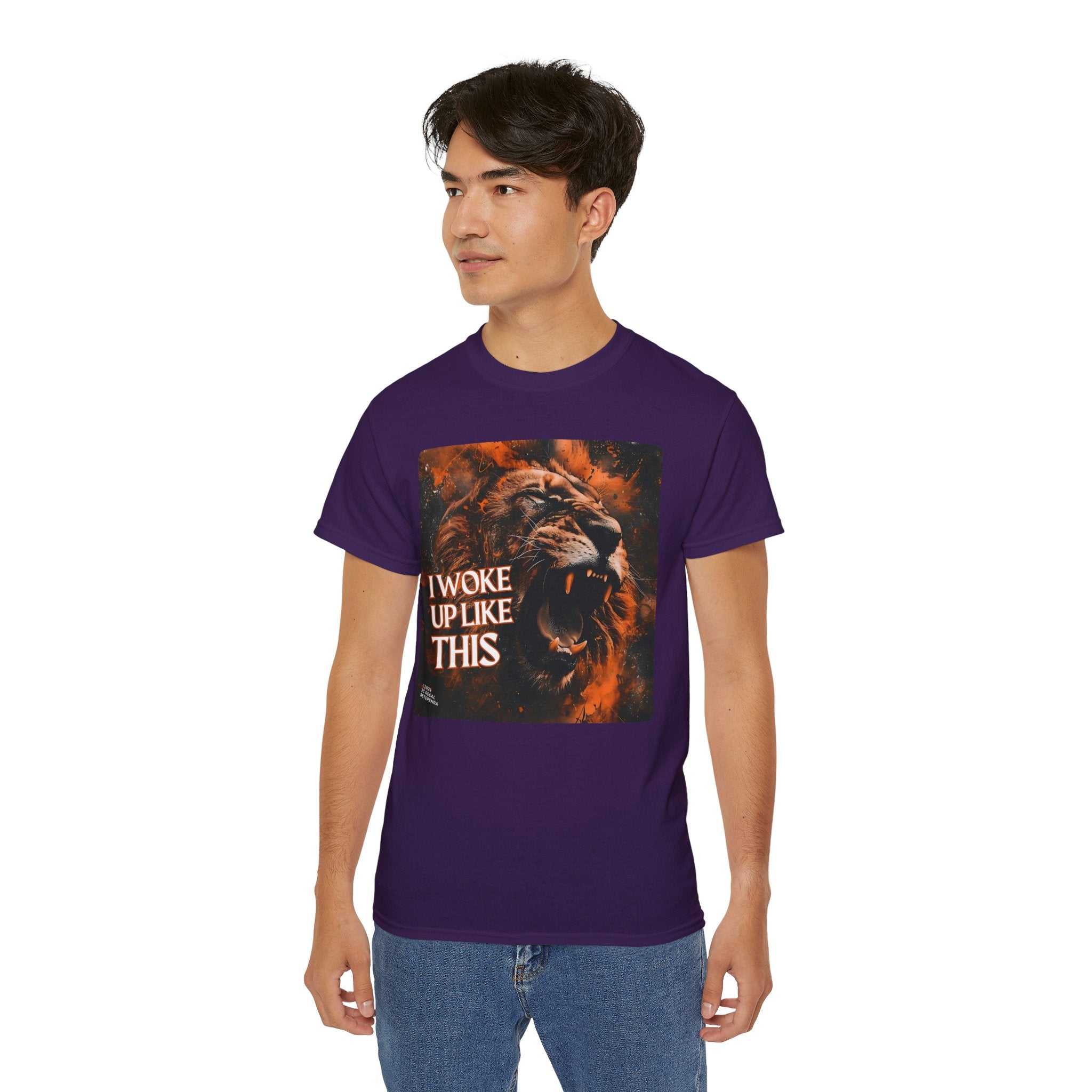 SETEPENRA T-shirt I Woke Up Like This (Roaring Edition 1) Unisex Ultra Cotton Tee purple