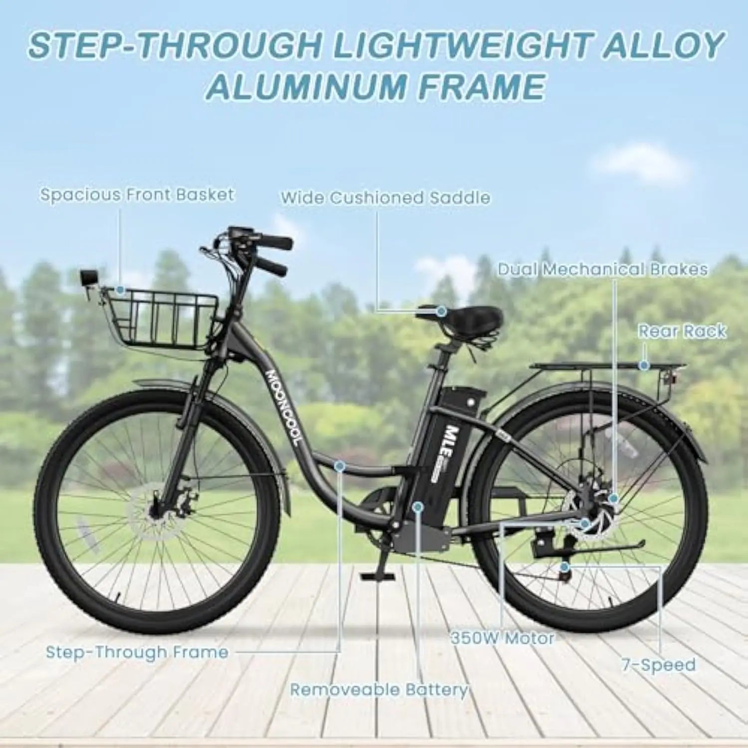 350W 36V 7 Speed 26 Inch City eBike For Women