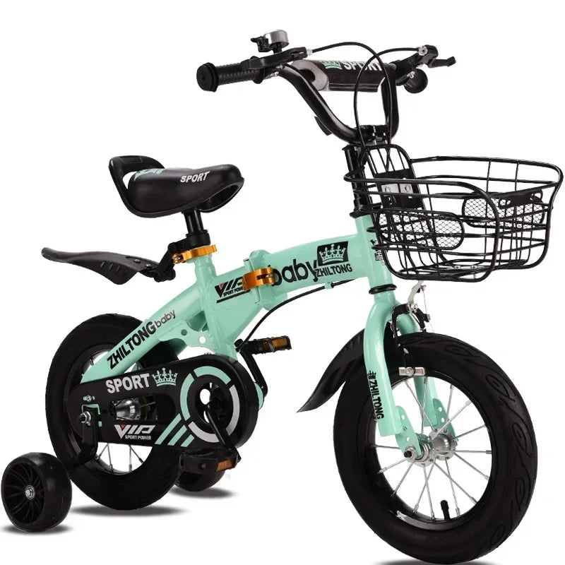 Sturdy Steel 12/14/16/18 Inch Folding Bike w/Basket For Kids (Various Colors)