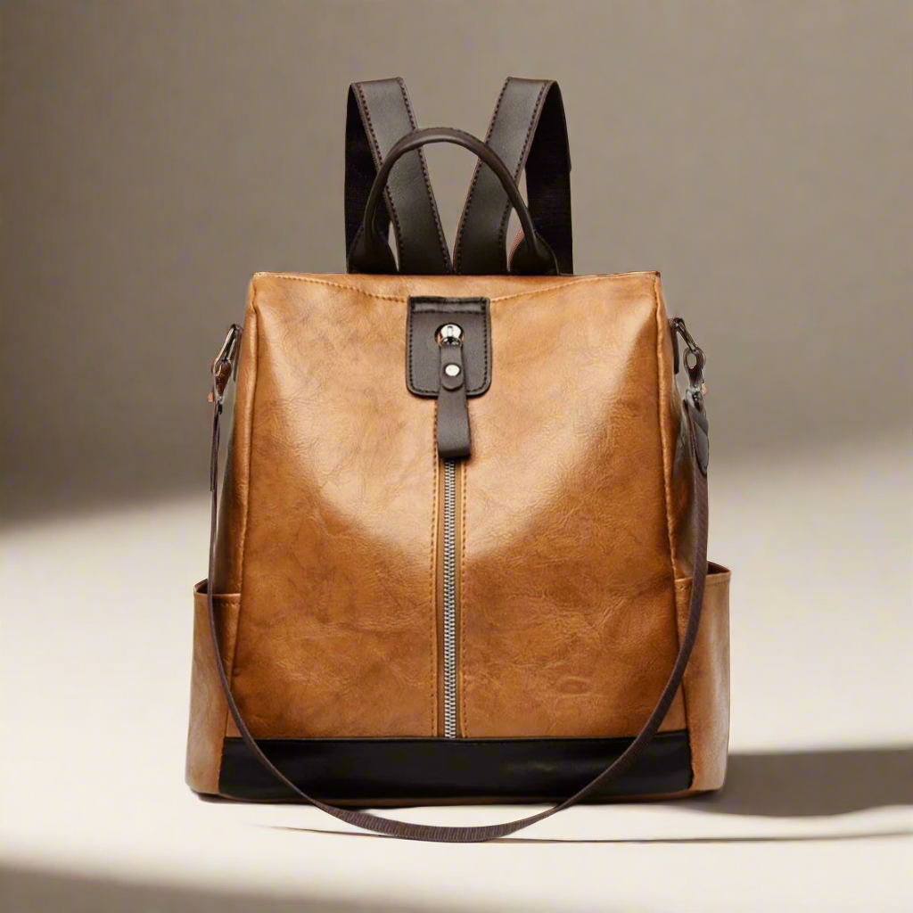 SETEPENRA Large Multi-Functional PU Leather Backpack Bag