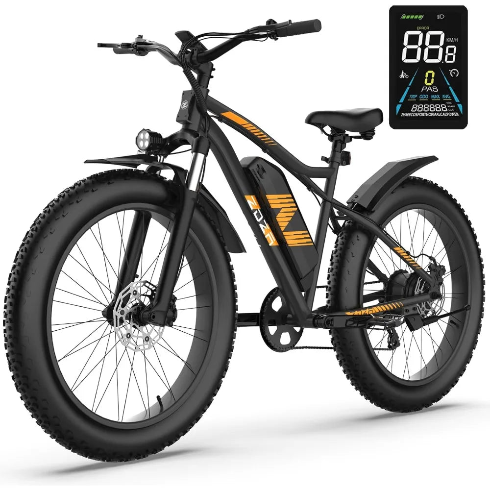 1500W 48V 14.5Ah 7 Speed 26 Inch Fat Tire Dual Suspension eBike (Black, White)
