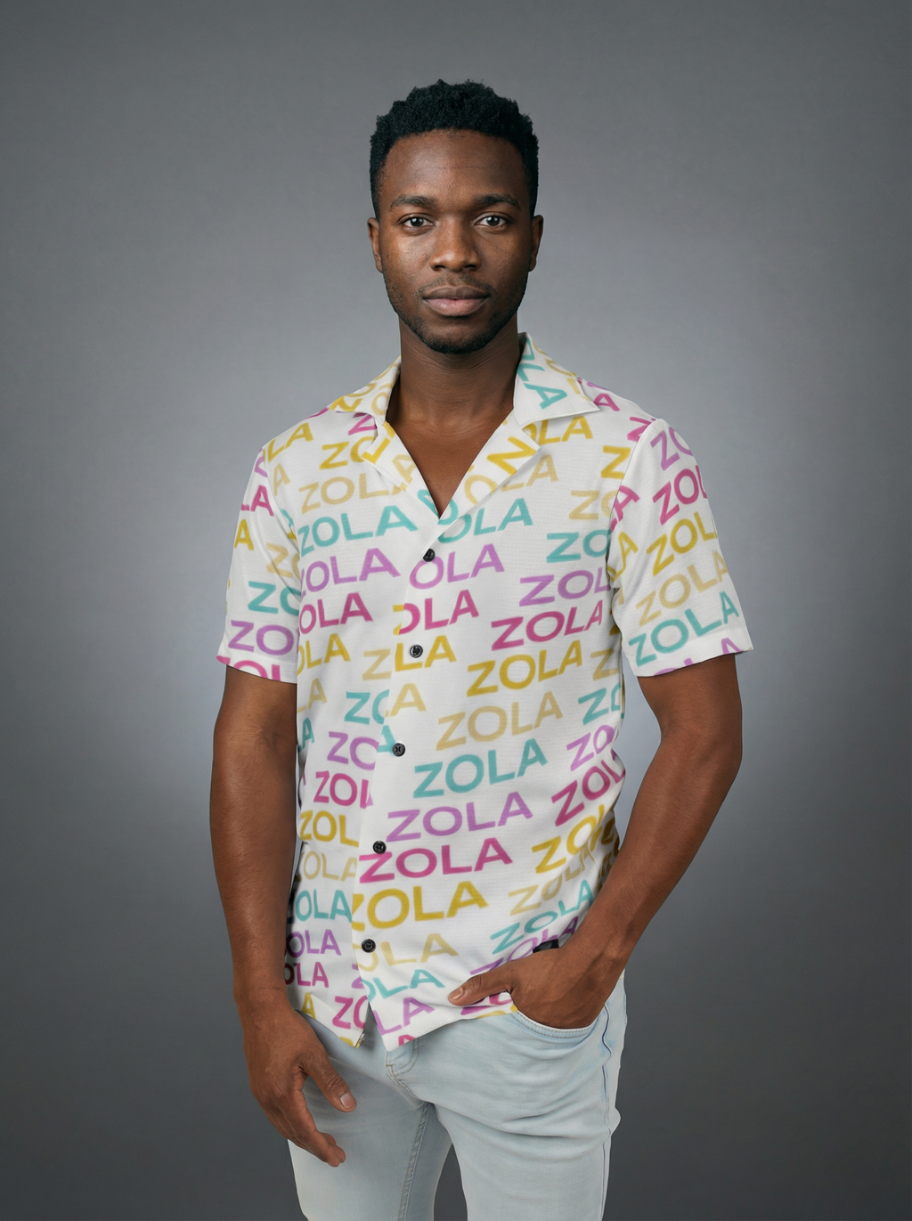 Zola Men's Hawaiian Camp Shirt (White)