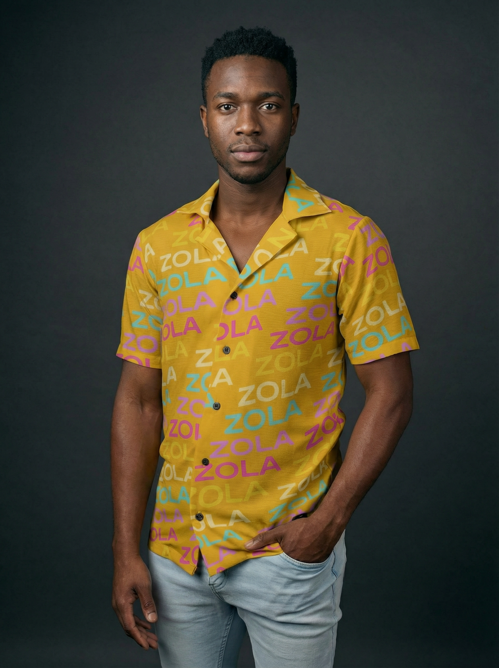 Zola Men's Hawaiian Camp Shirt (Gold)