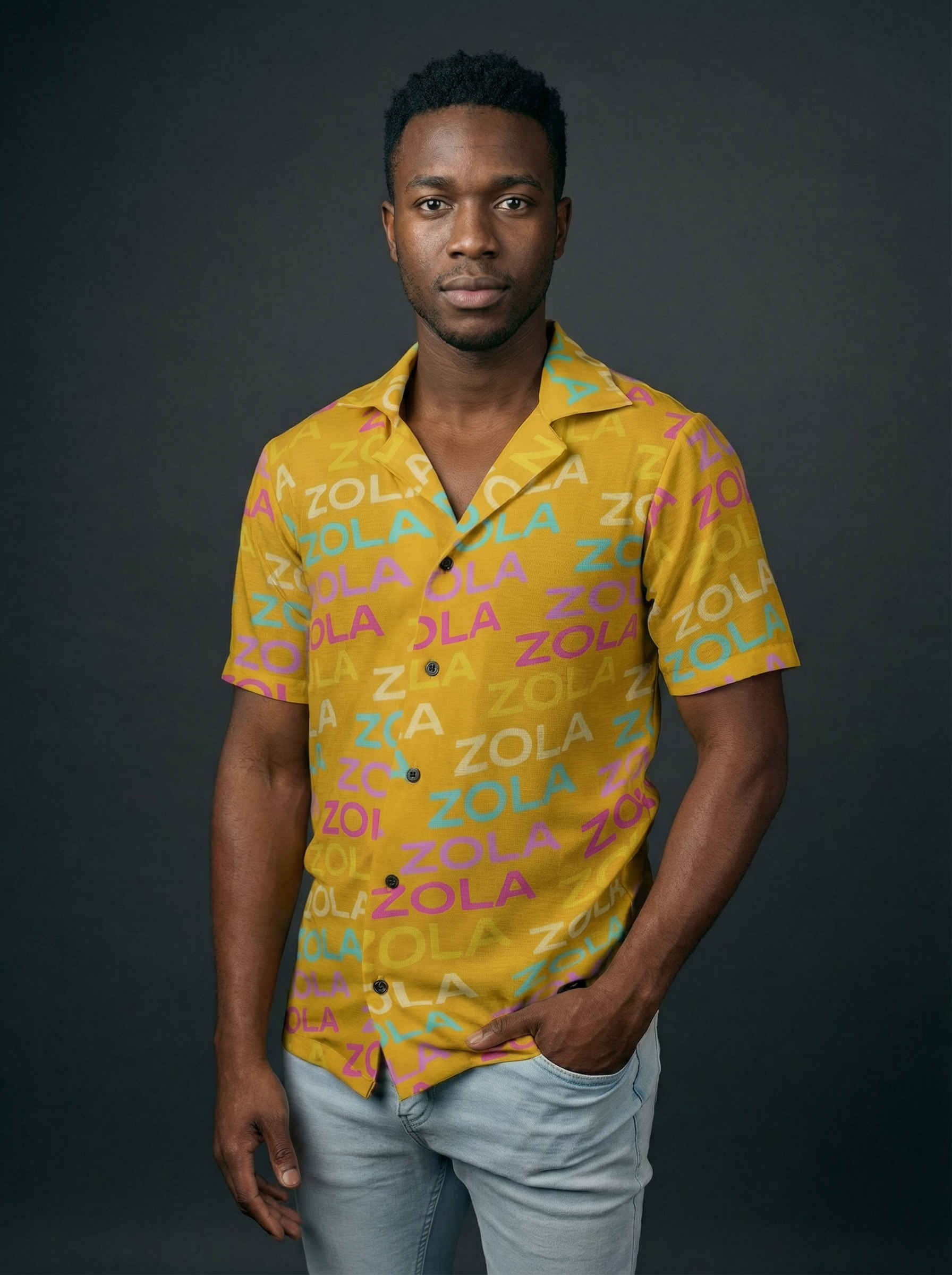 Zola Men's Hawaiian Camp Shirt (Gold)