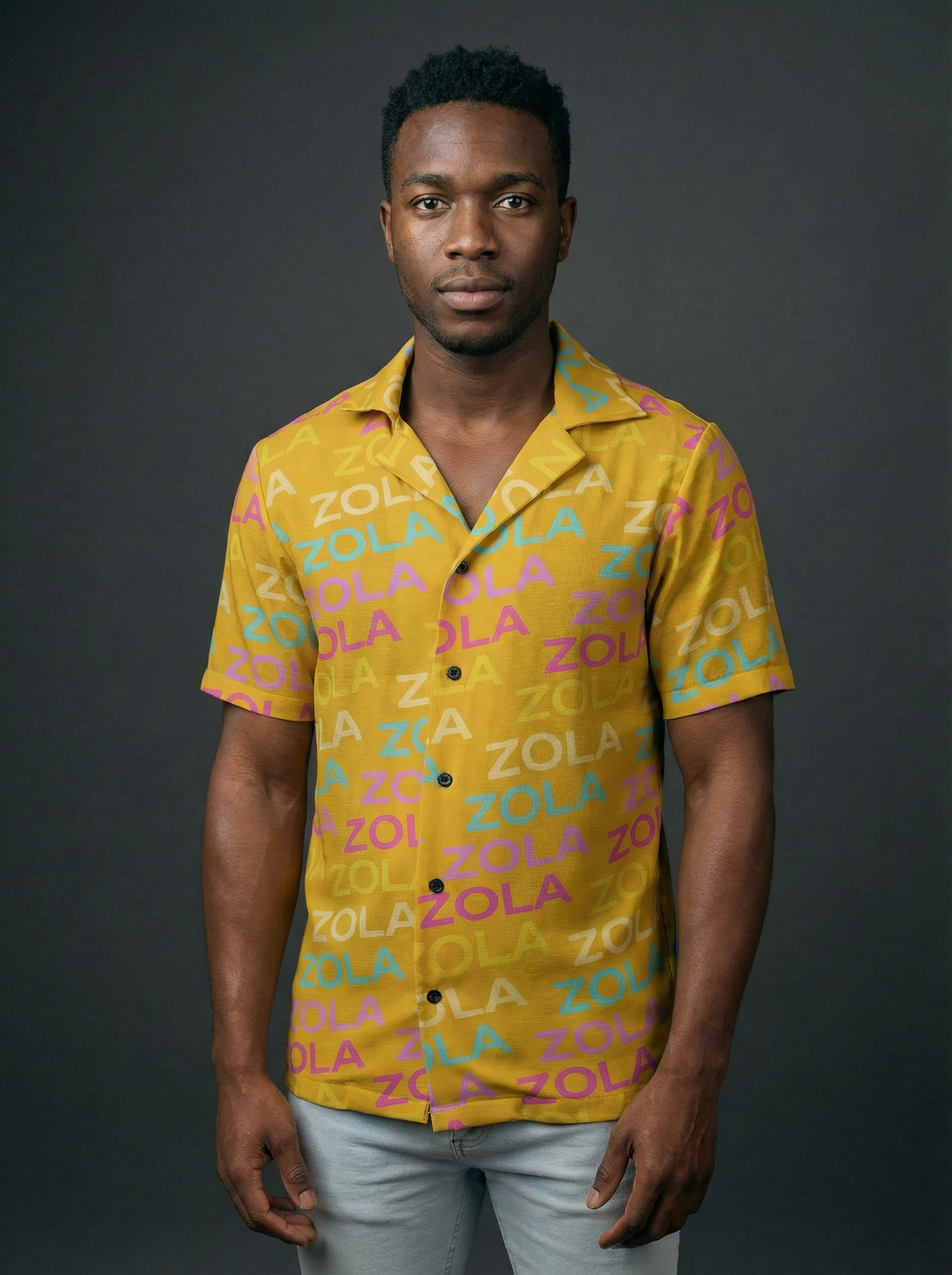 Zola Men's Hawaiian Camp Shirt (Gold)