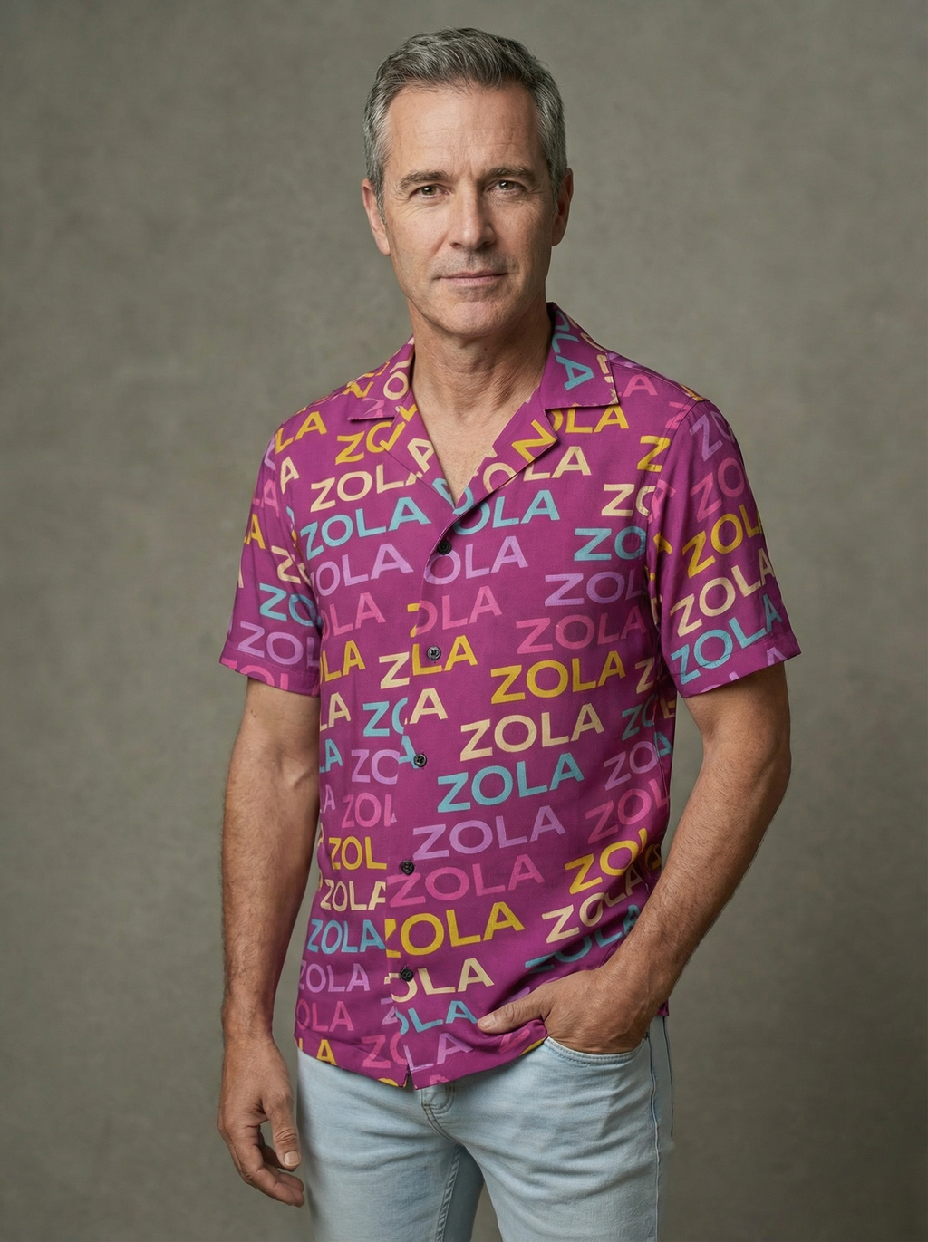 Zola Men's Hawaiian Camp Shirt (Pink)
