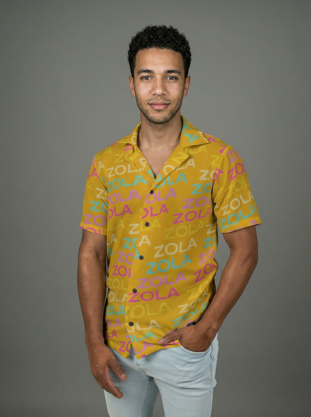Zola Men's Hawaiian Camp Shirt (Gold)